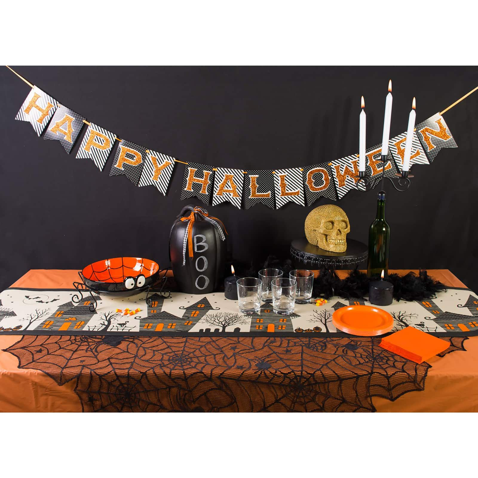 DII&#xAE; 72&#x22; Haunted House Jute Table Runner