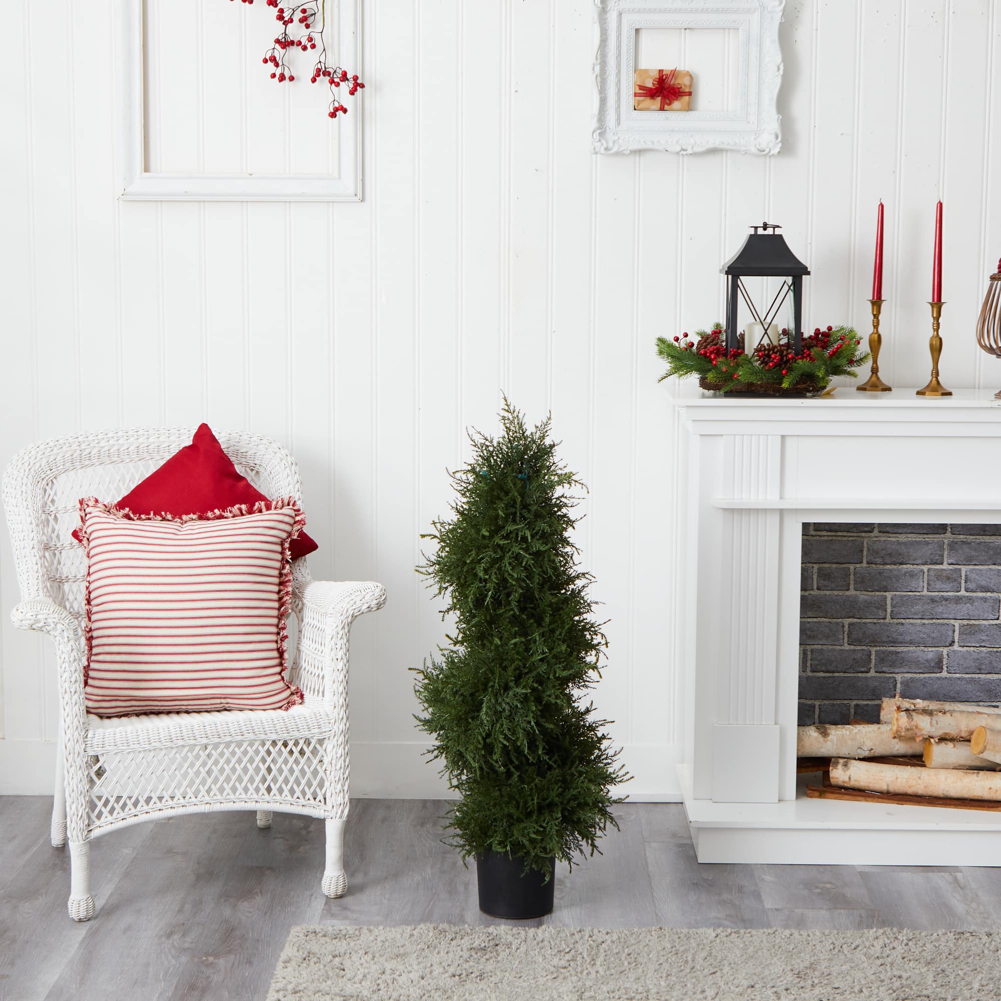 3.5ft. Pre-Lit Potted Cedar Spiral Topiary