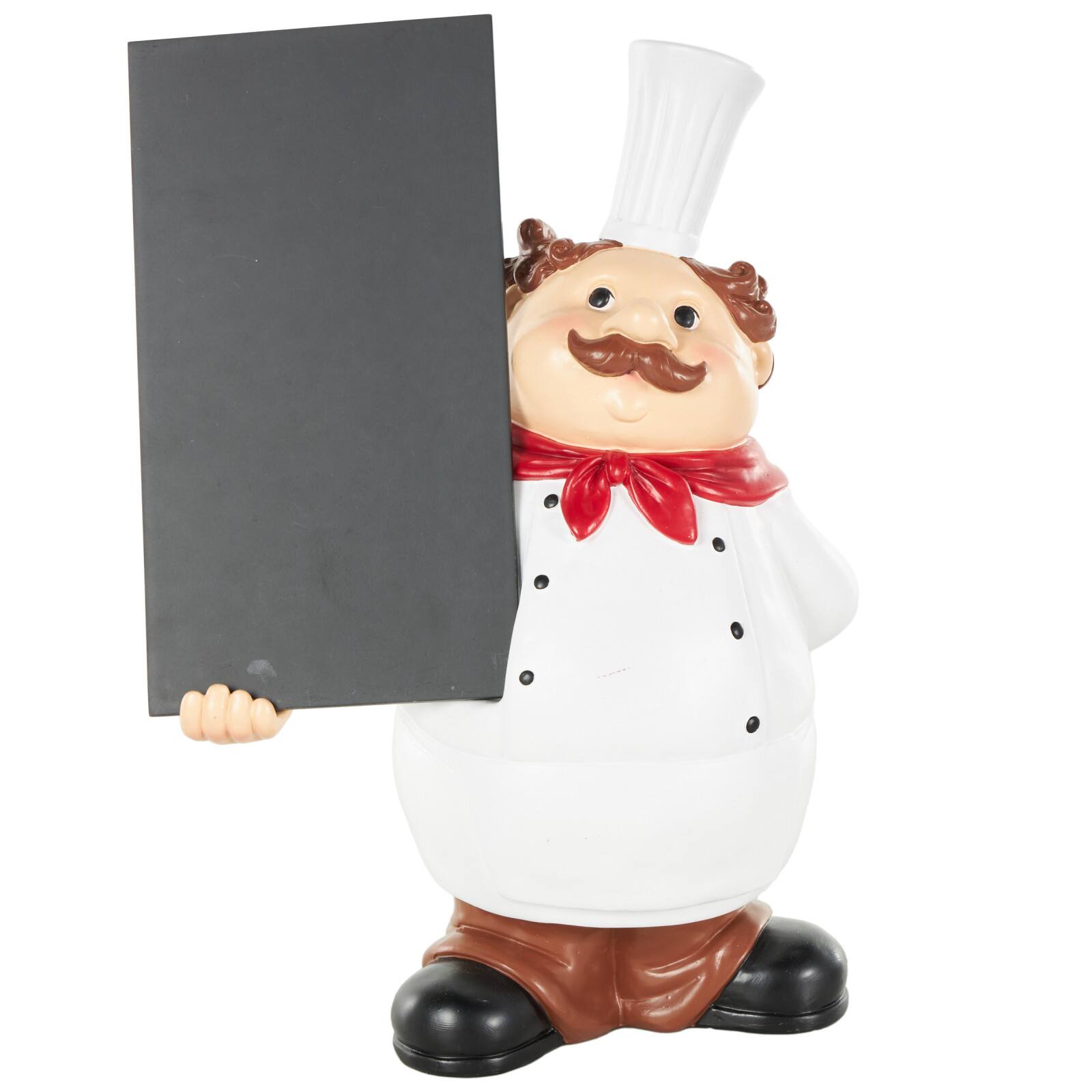 13.25" White Chef Kitchen Decorative Figurine Decorative Sculpture with Chalkboard