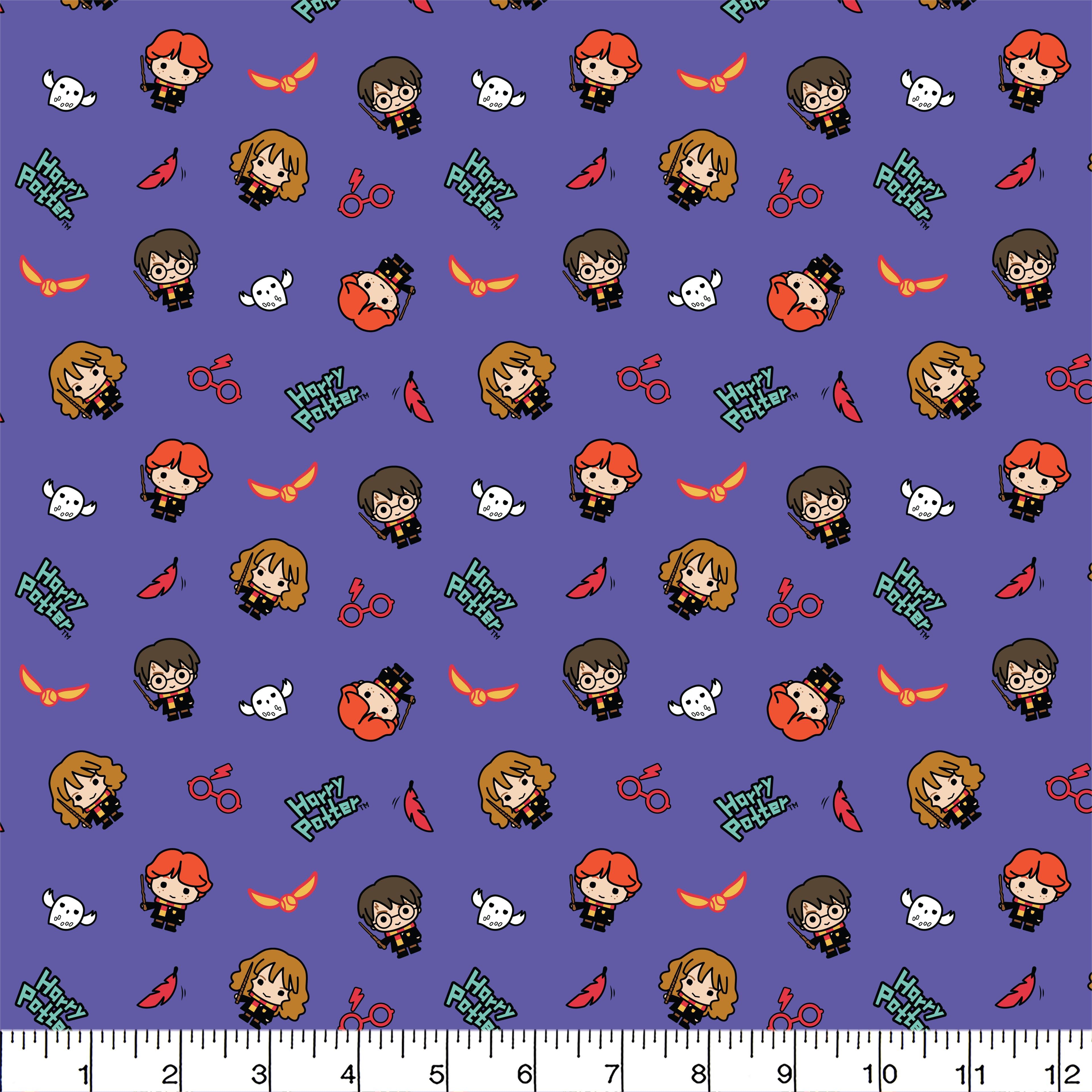 Harry Potter™ Purple Kawaii Trio Toss Cotton Fabric