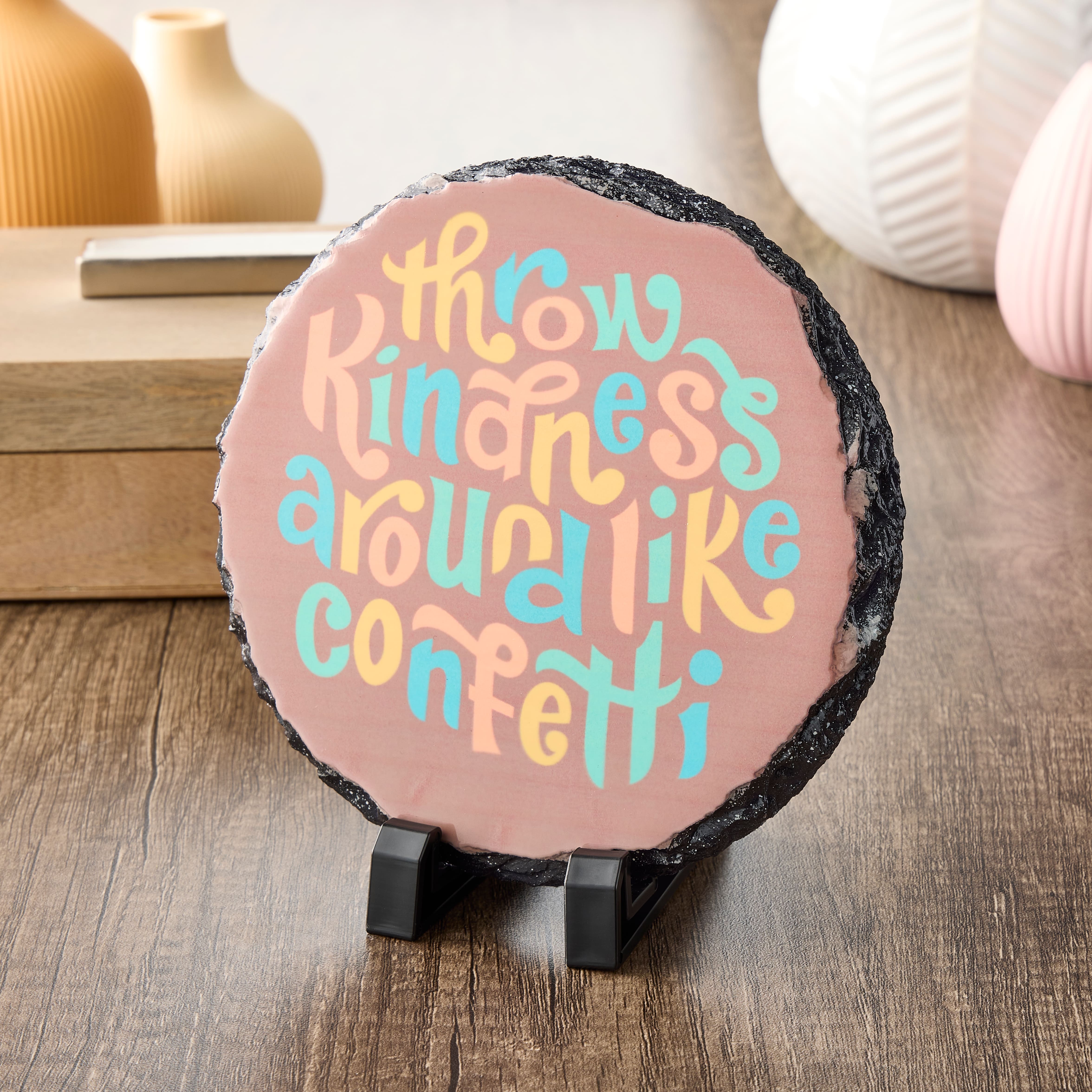 6&#x22; Round Slate Sublimation Blank by Make Market&#xAE;