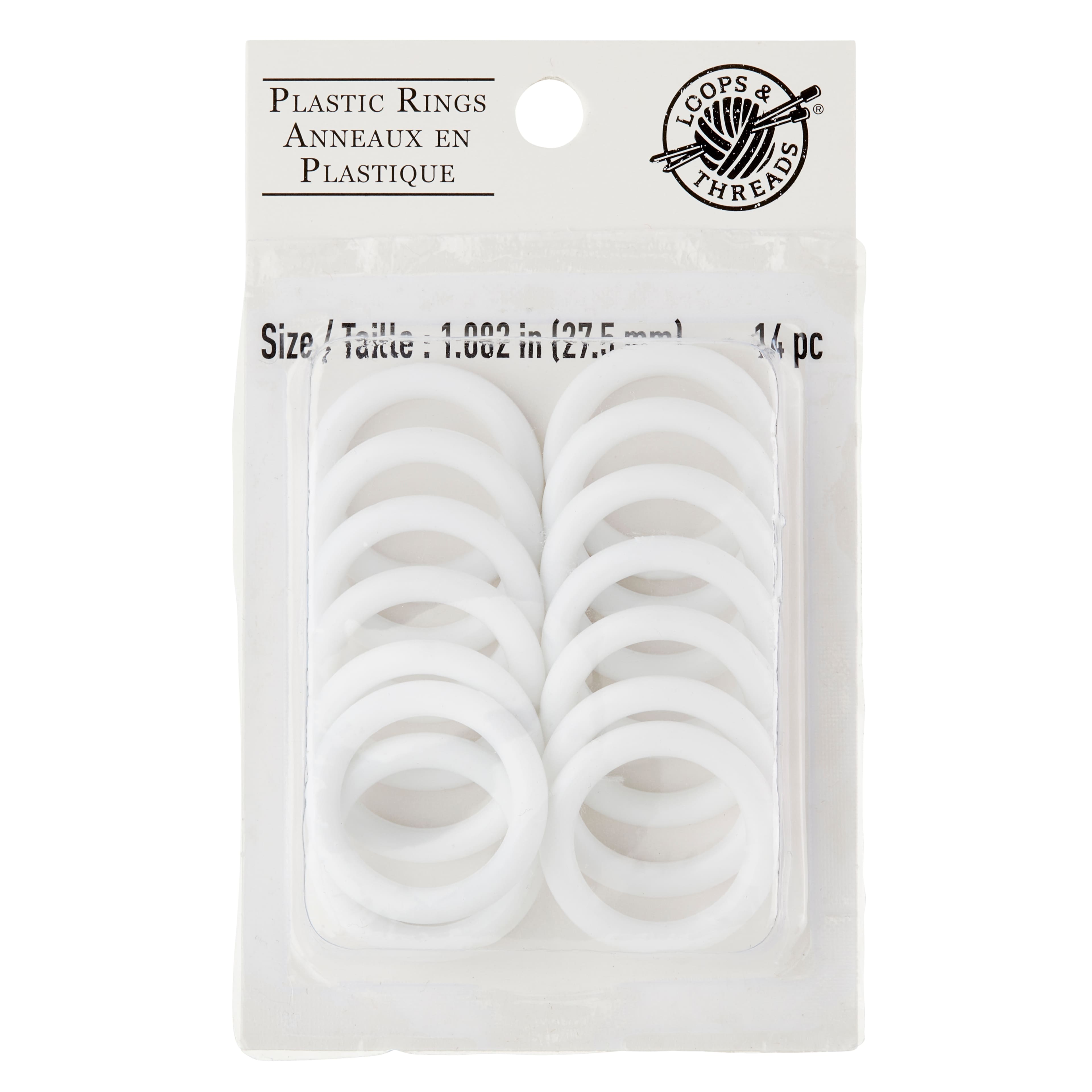 12 Packs: 14 Ct. (168 Total) Plastic Rings by Loops & Threads, Size: 1.125, White