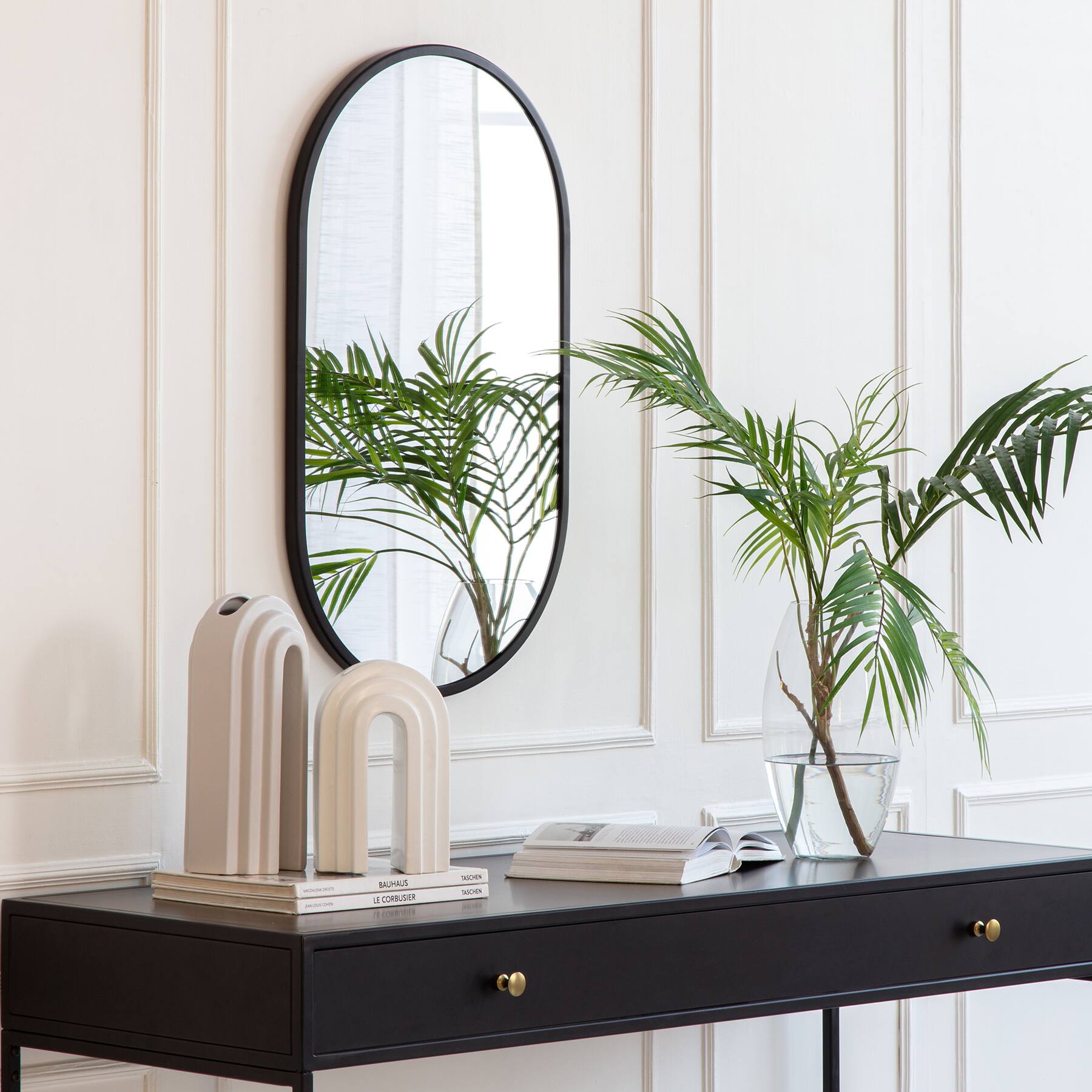 Habitat Pluto 28" Black Oval Wall Mirror