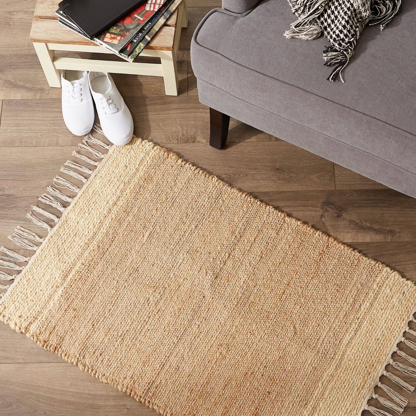 DII® Off White With Natural Jute Stripes Hand-Loomed Rug, 2ft. x 3ft.