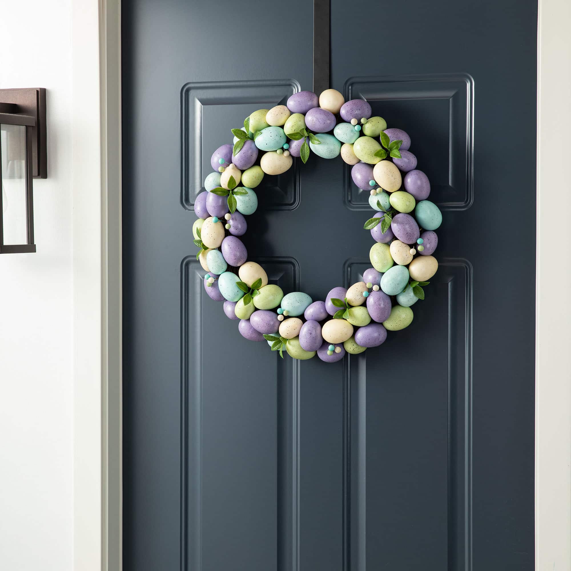 Glitzhome® 18" Easter Purple Hue Eggs Wreath