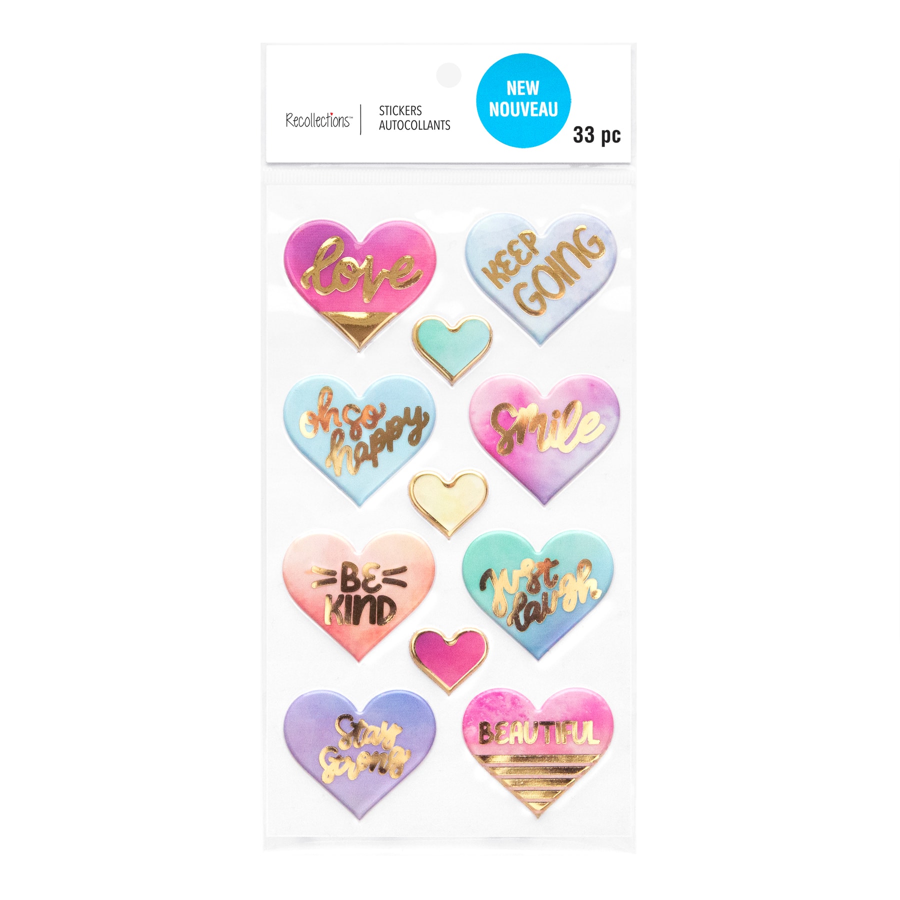 12 Pack: Puffy Watercolor Hearts Stickers by Recollections™
