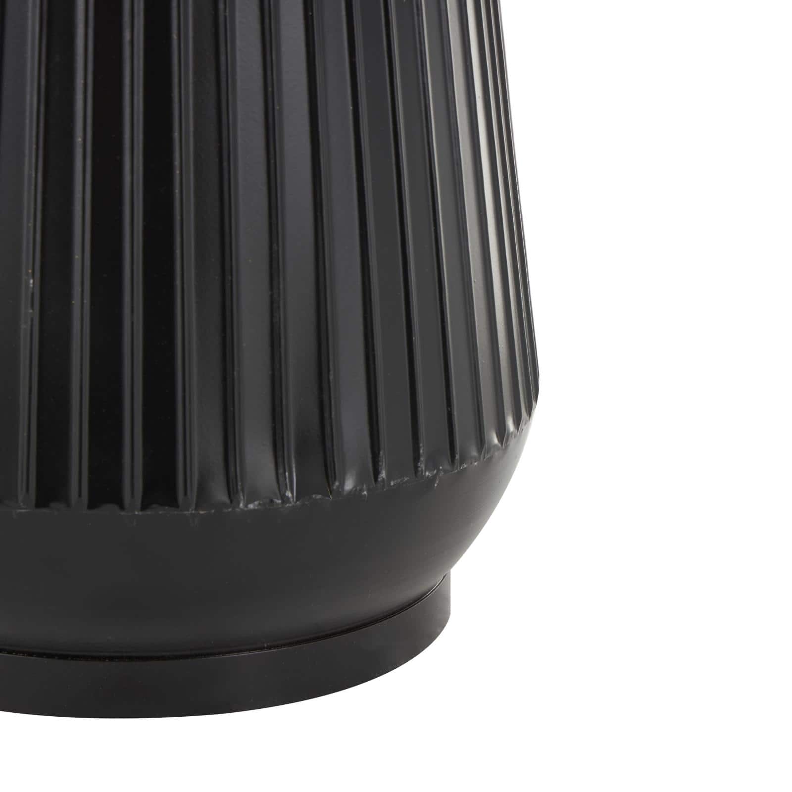 Black Metal Tall Ribbed Decorative Vase Set with Gold Tops