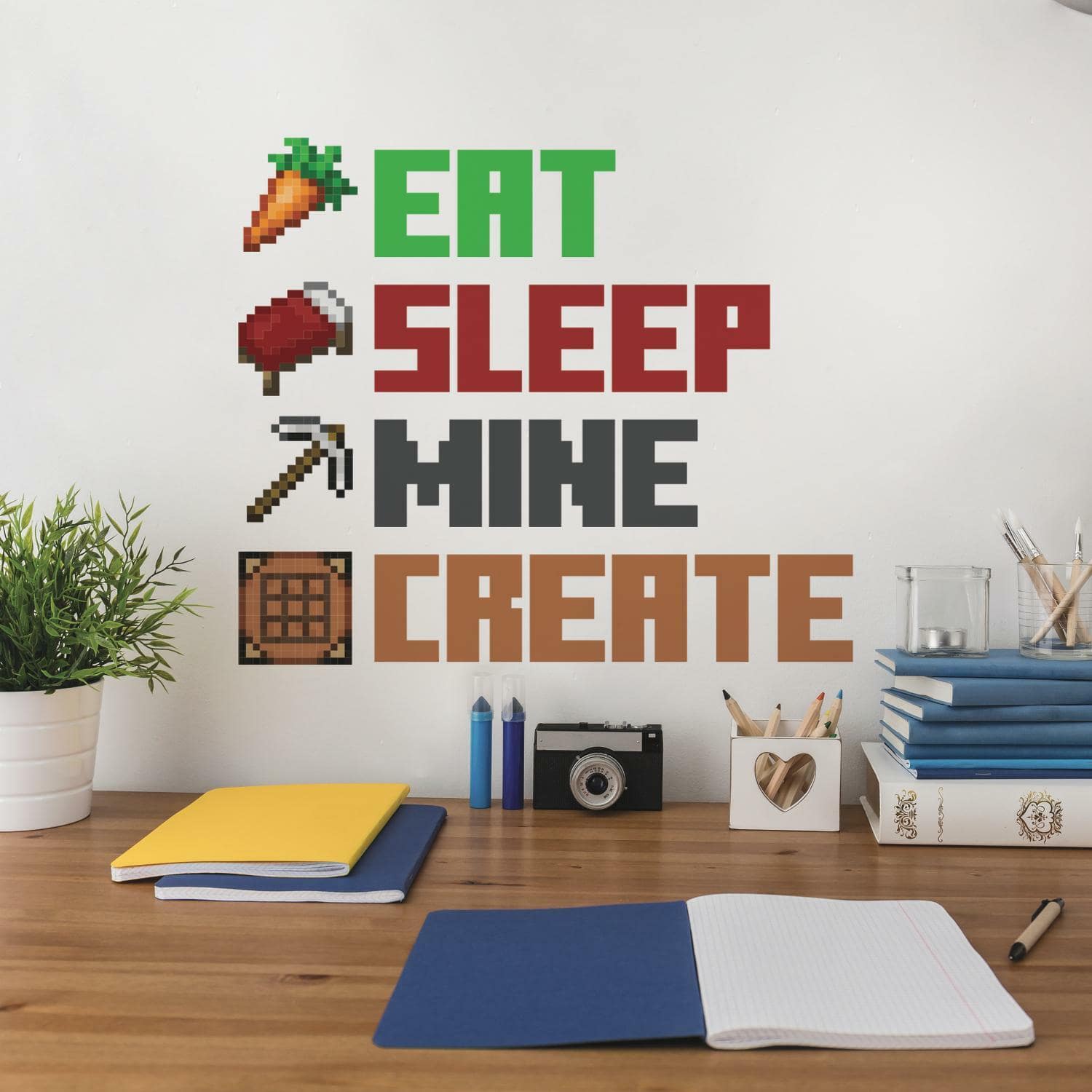 RoomMates Minecraft Eat Sleep Mine Create Peel &#x26; Stick Wall Decals