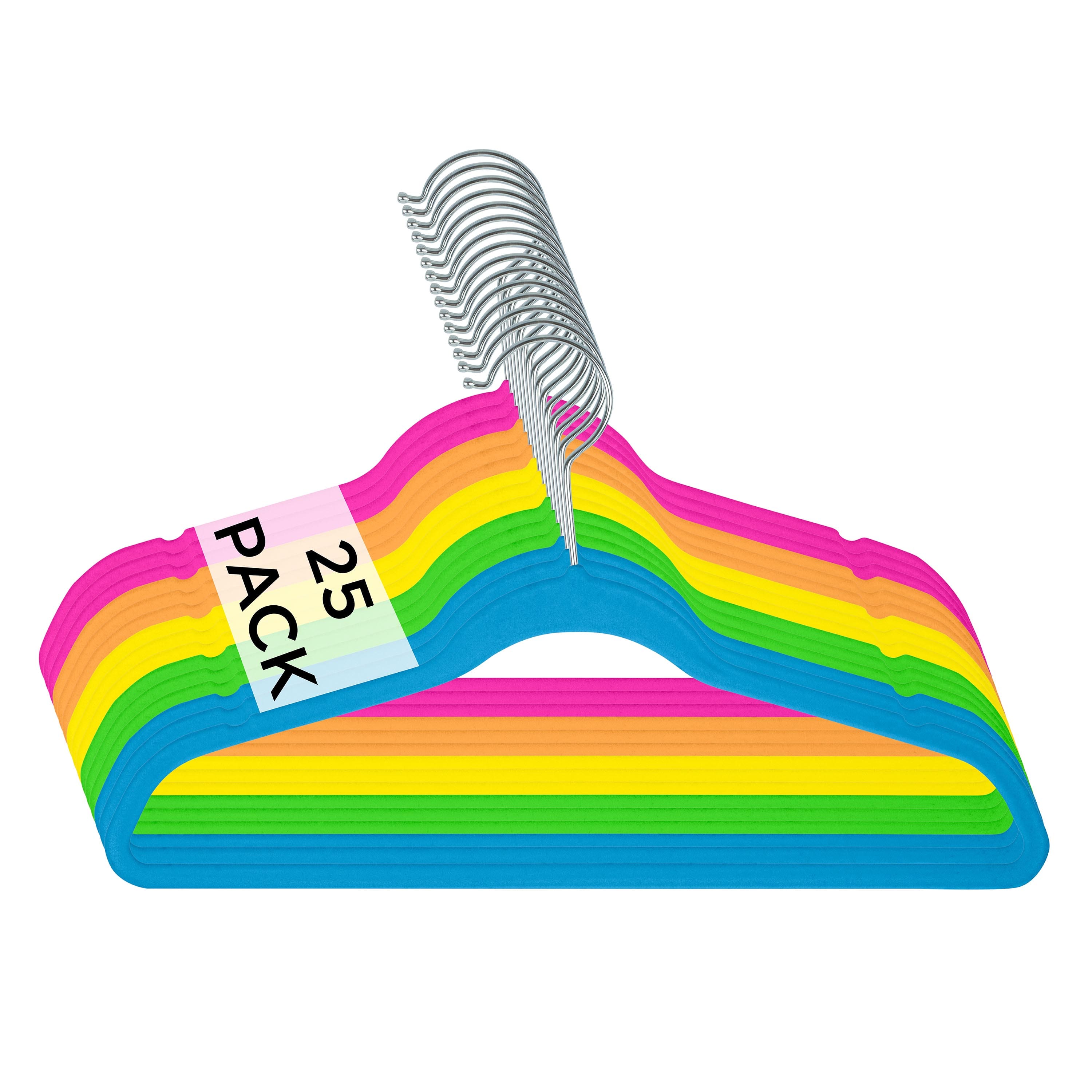 Simplify Multicolor Neon 13.75" Kids Velvet Hangers Pack