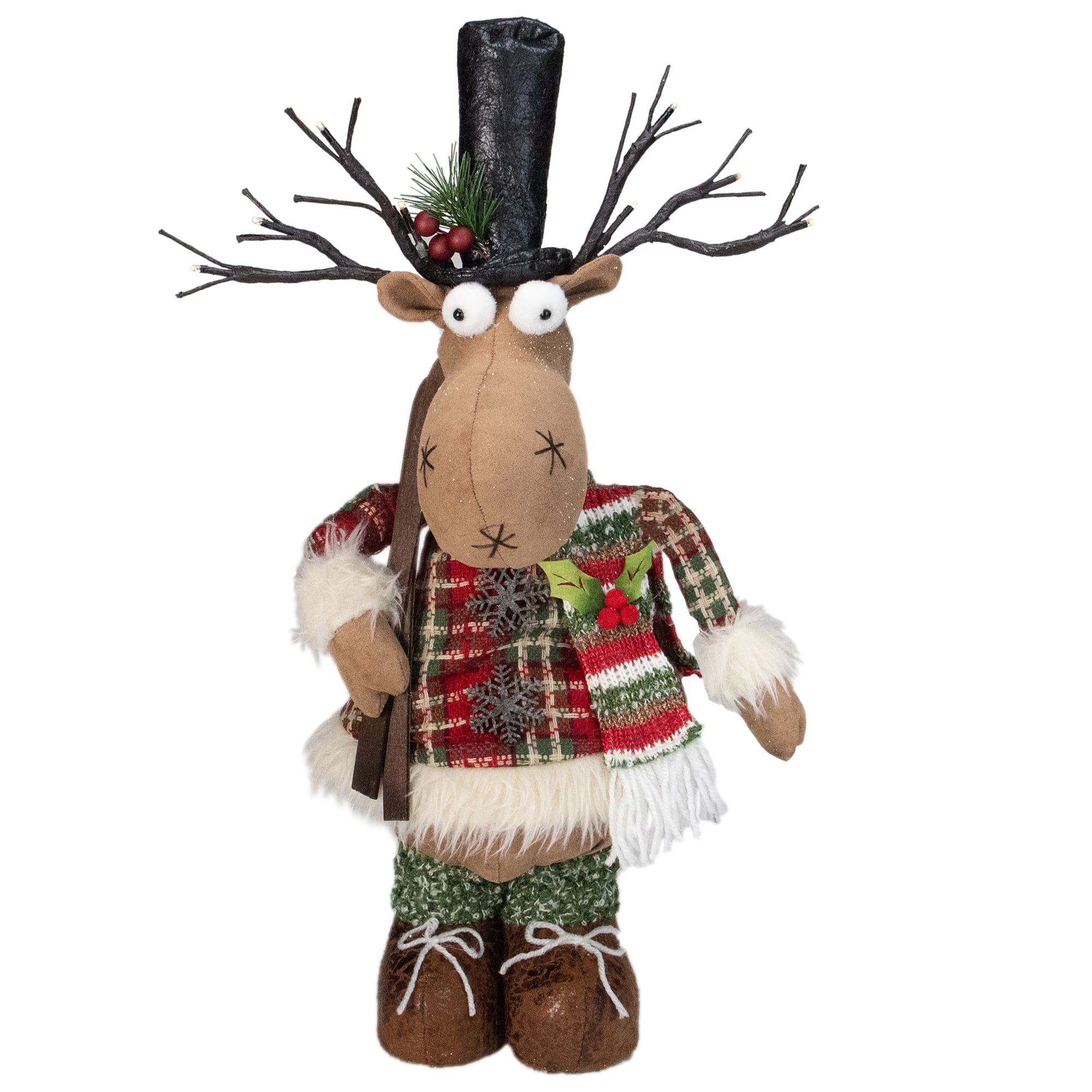 20" Standing Christmas Moose Figure with LED Antlers Tabletop Décor