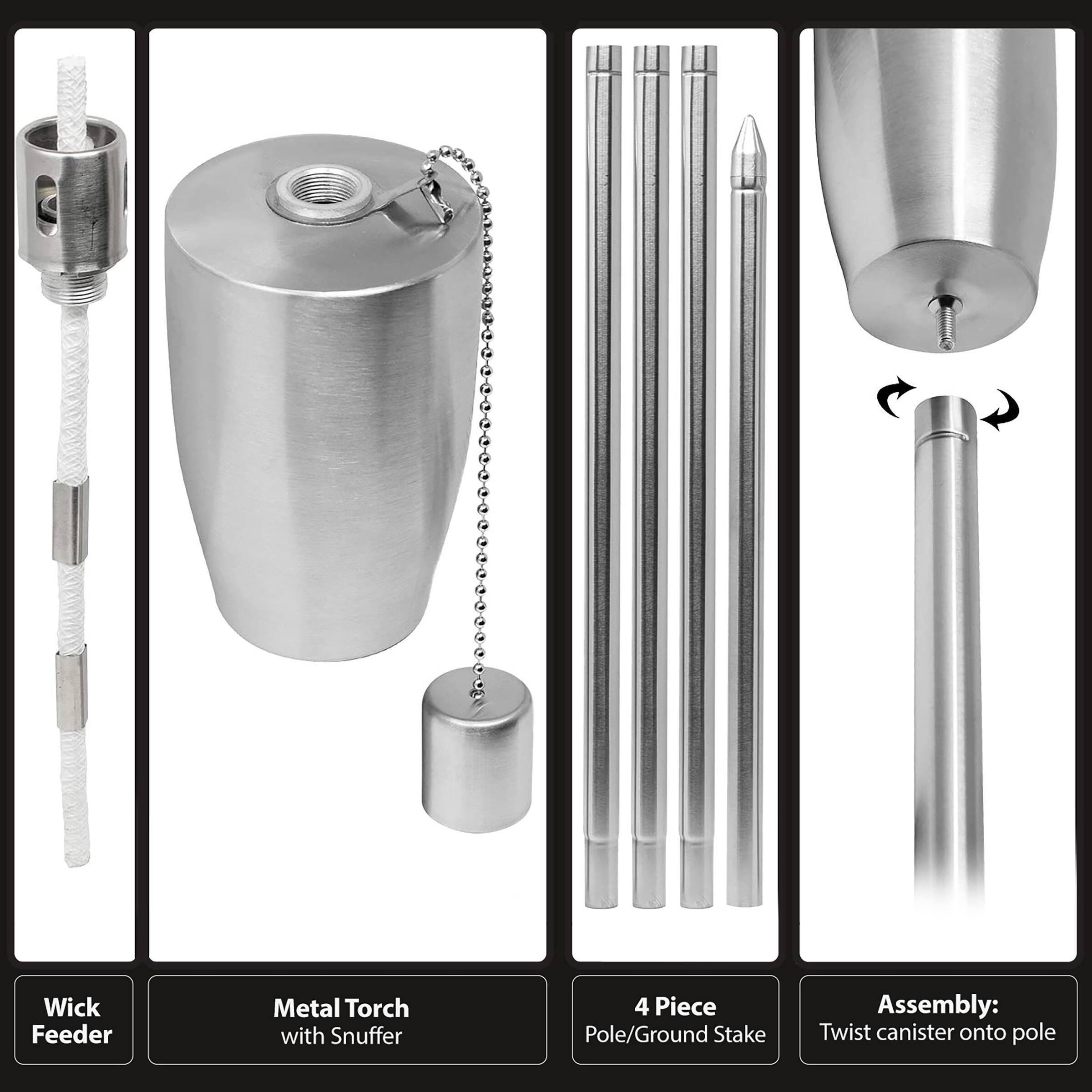 Sorbus 60" Cylindrical Matney Stainless Steel Outdoor Torches , 2ct.