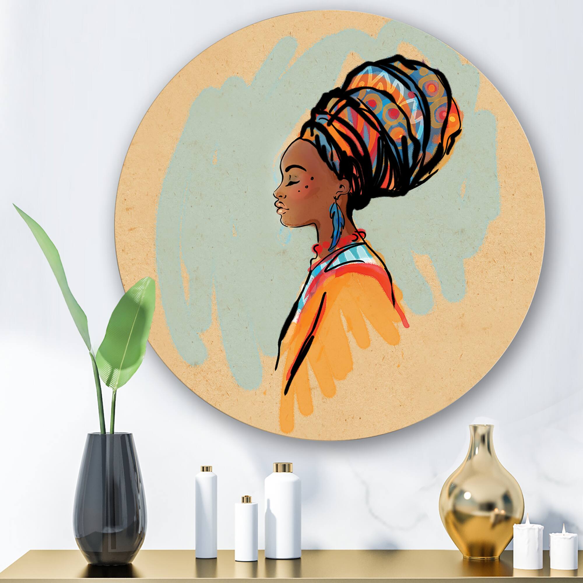 Designart - Portrait of Afro American Woman With Turban II