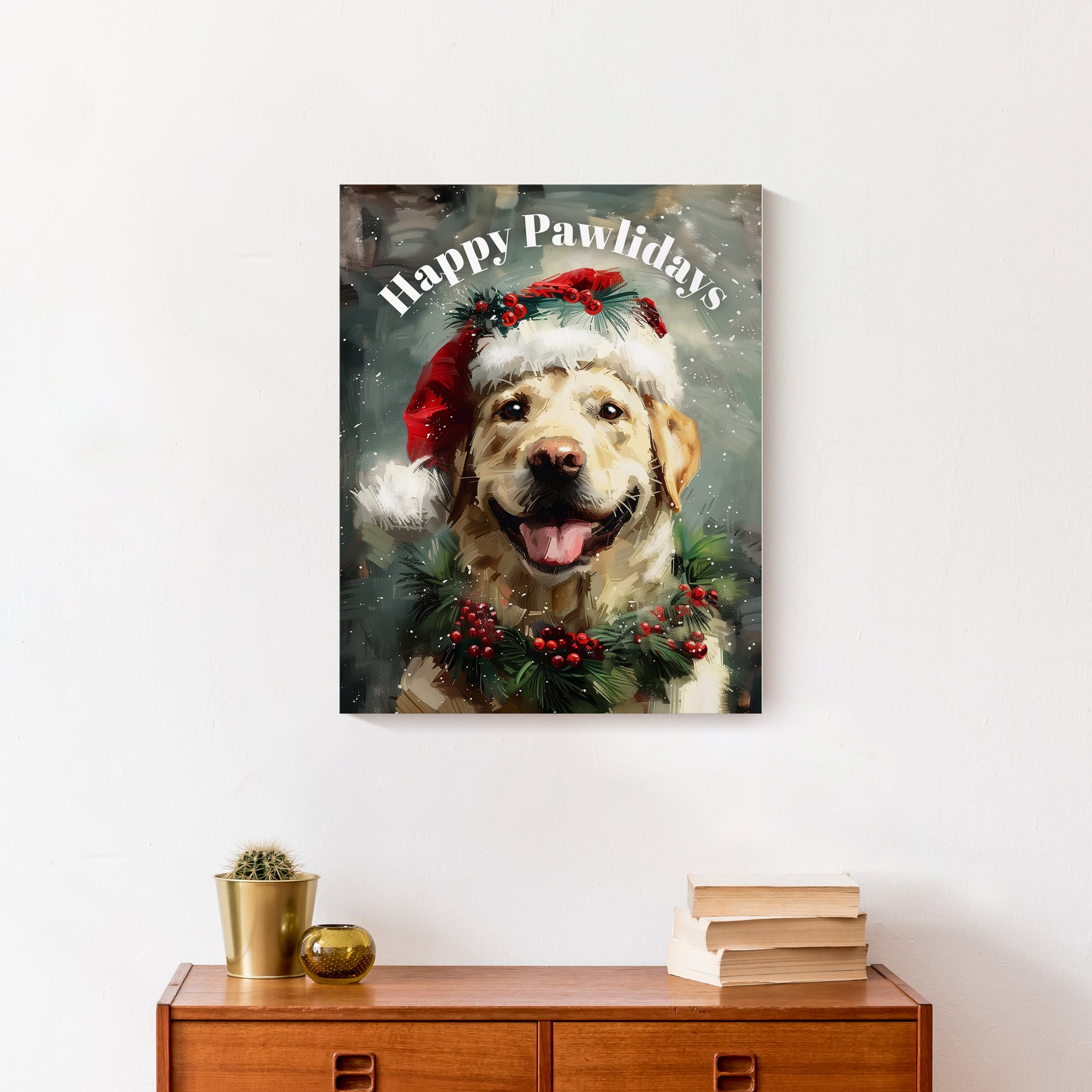 Happy Pawlidays Lab 16&#x22; x 20&#x22; Canvas Wall Art