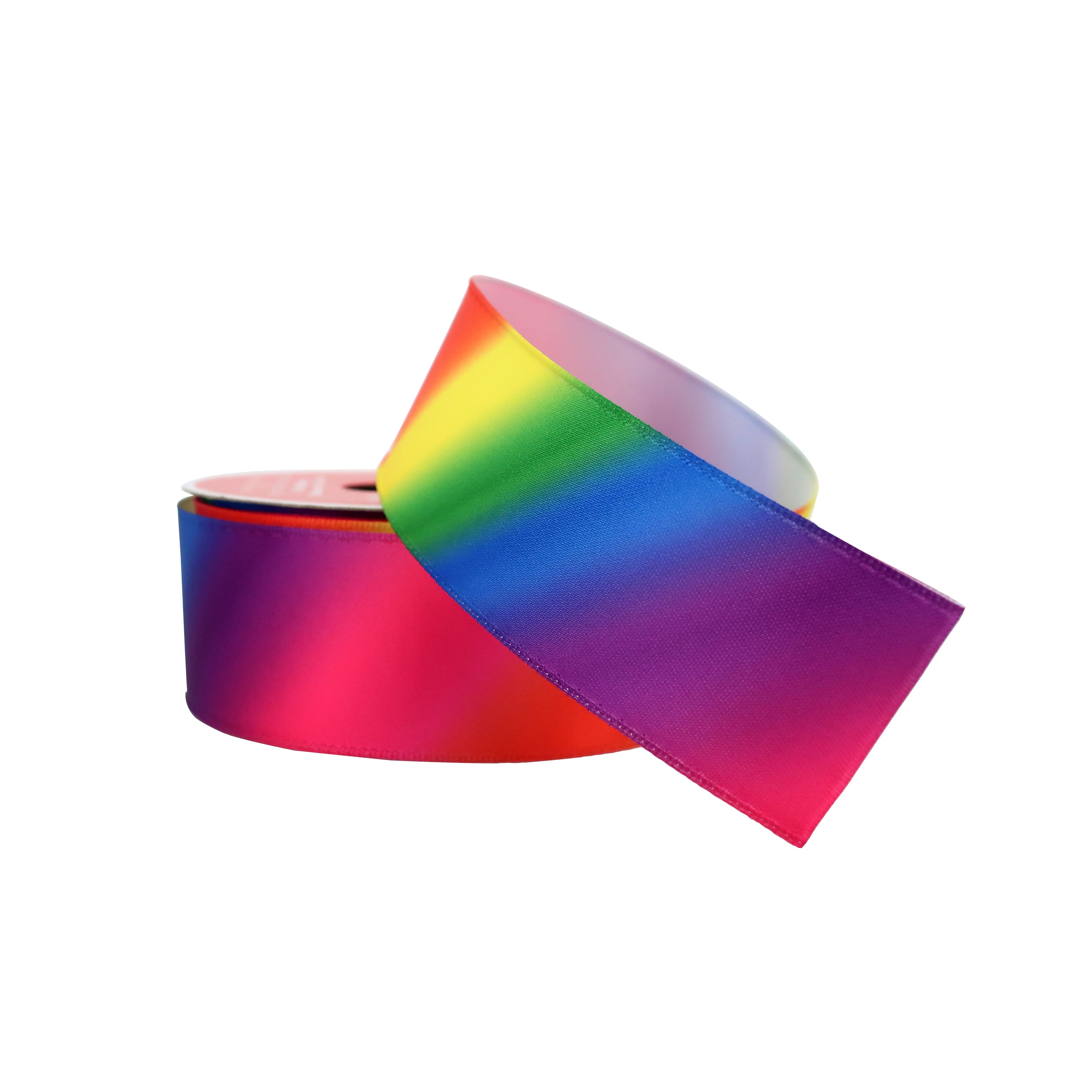 1.5&#x22; x 9ft. Satin Wired Rainbow Ombre Ribbon by Celebrate It&#xAE; Pride