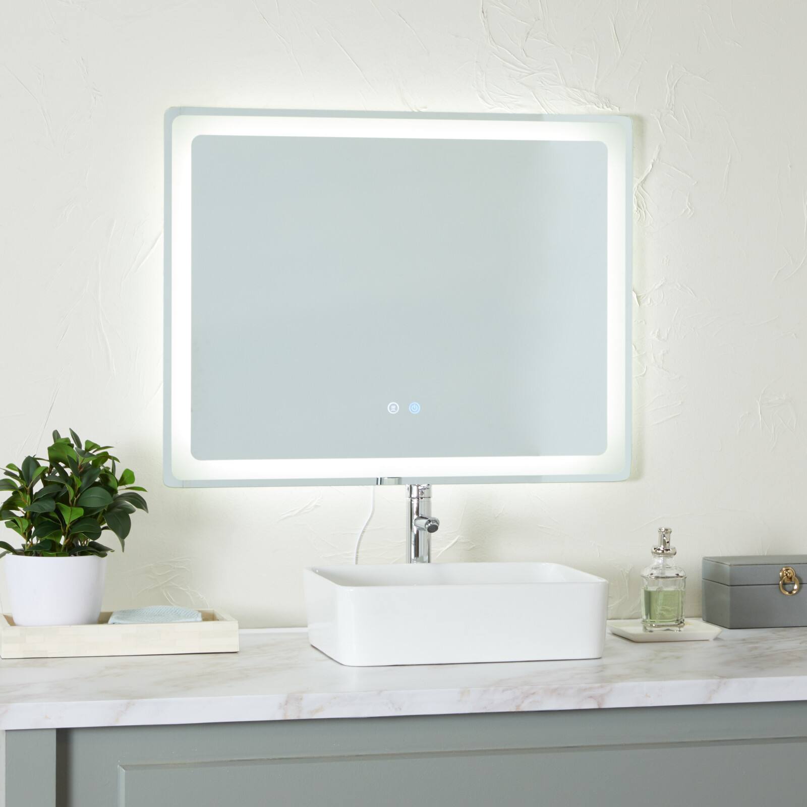 Clear Glass Modern Anti Fog Mirror, 36&#x22; x 1&#x22; x 28&#x22;