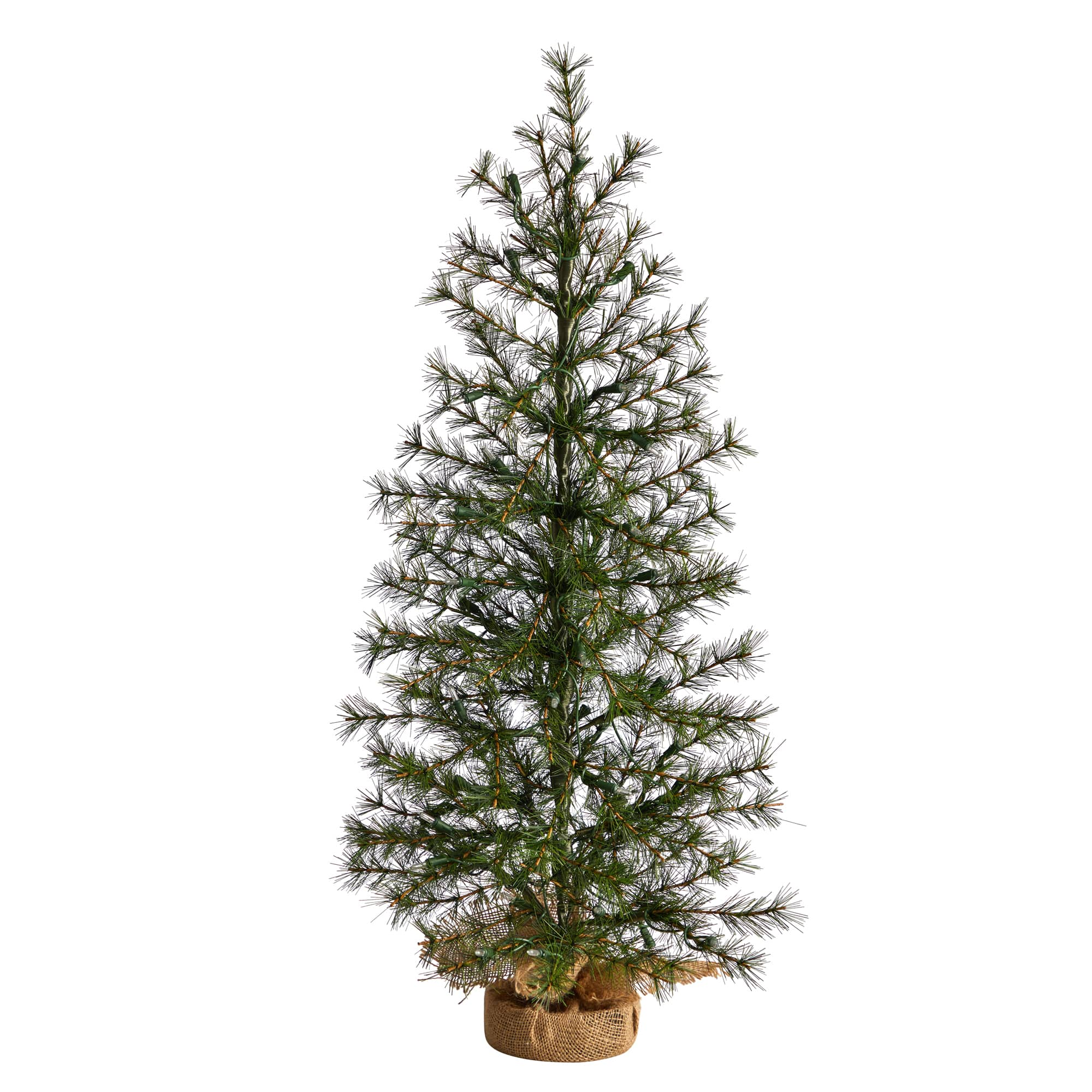 3ft. Pre-lit Artificial Christmas Tree In Burlap Base, Clear Led Lights 