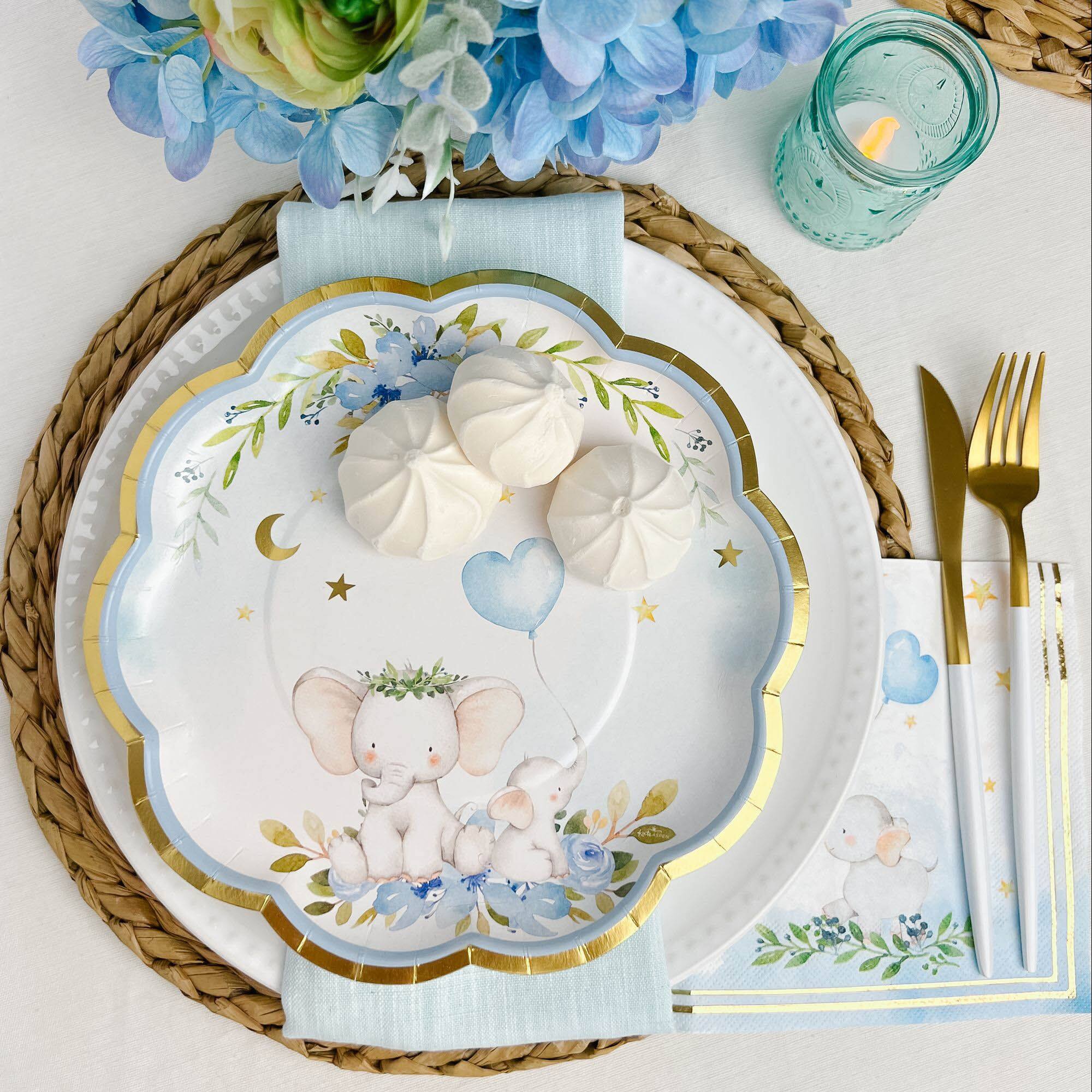 Kate Aspen® 9" Blue Elephant Baby Shower Premium Paper Plates, 16ct.