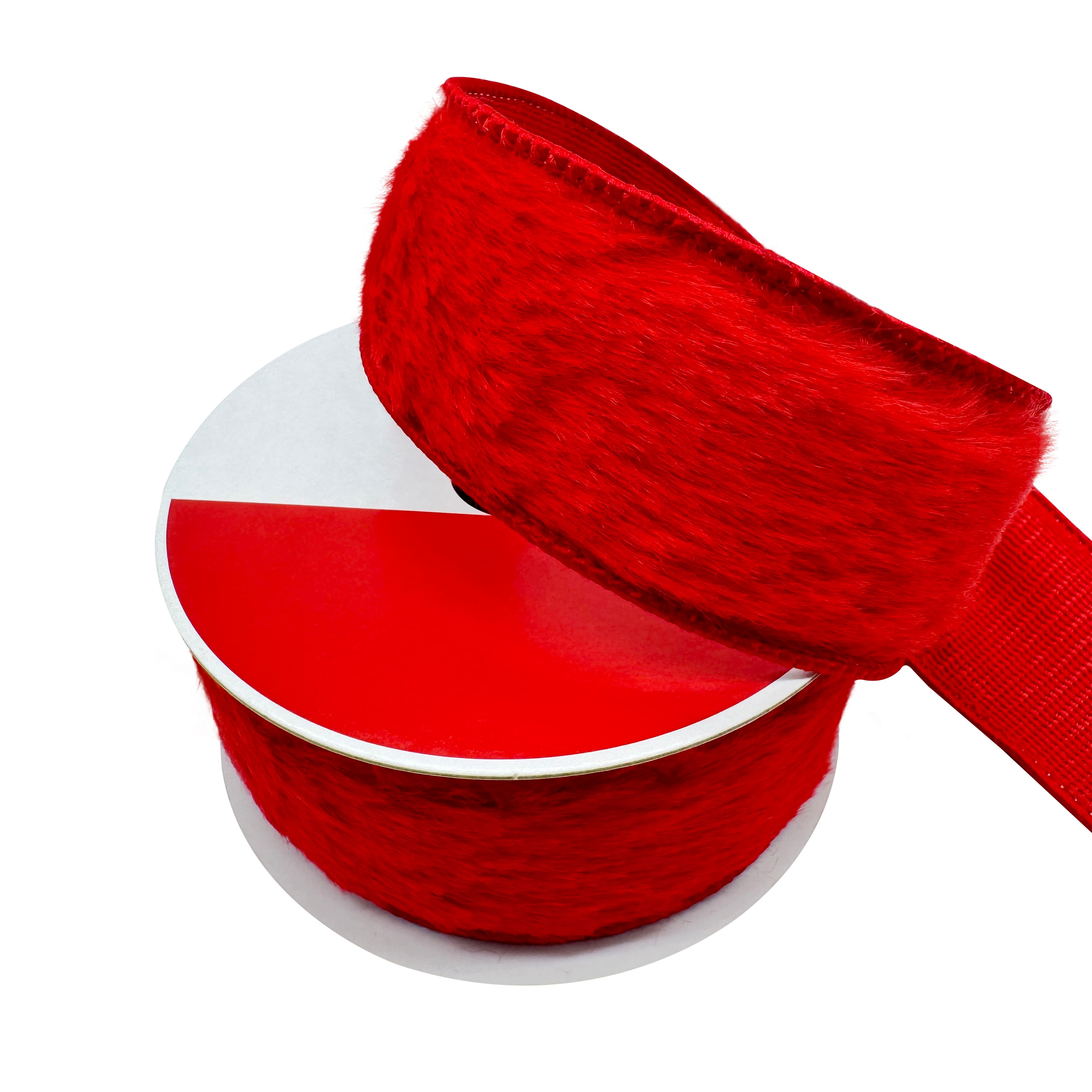 1.5&#x22; x 15ft. Red Wired Faux Fur Ribbon by Celebrate It&#xAE;