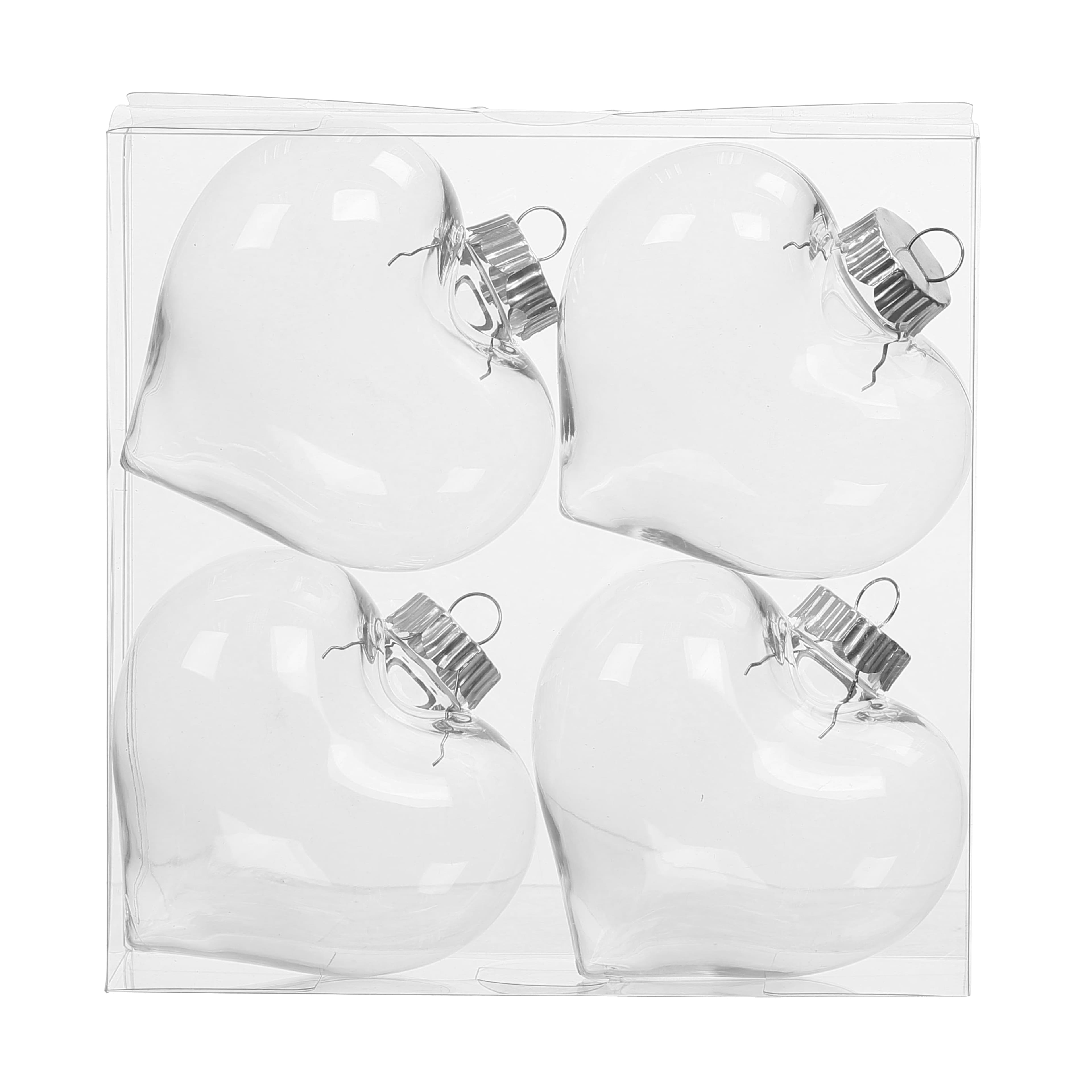 4 Pack 4&#x22; Clear DIY Plastic Heart Ornaments by Make Market&#xAE;