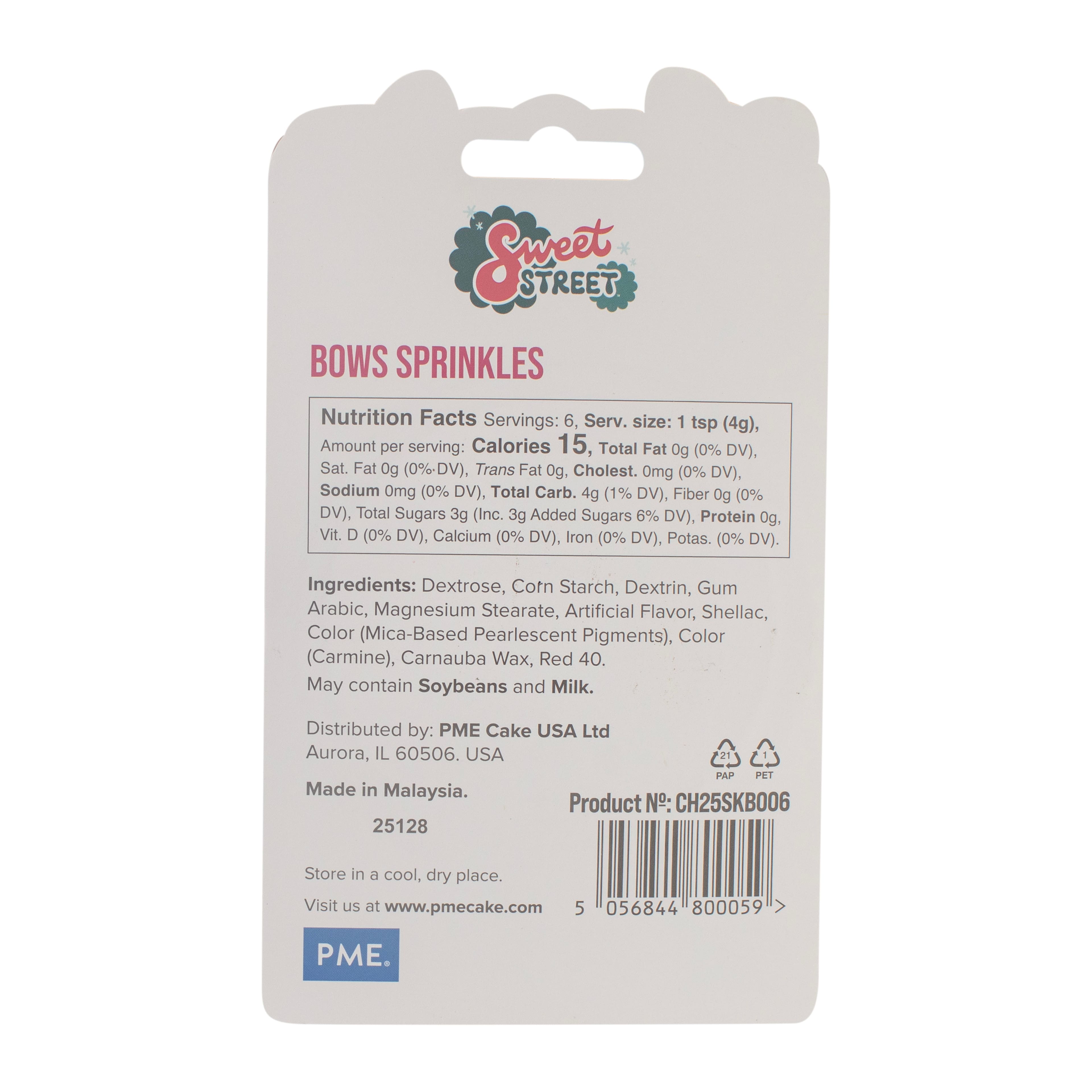 PME Cake Sweet Street&#xAE; Pink &#x26; White Bow Sprinkles