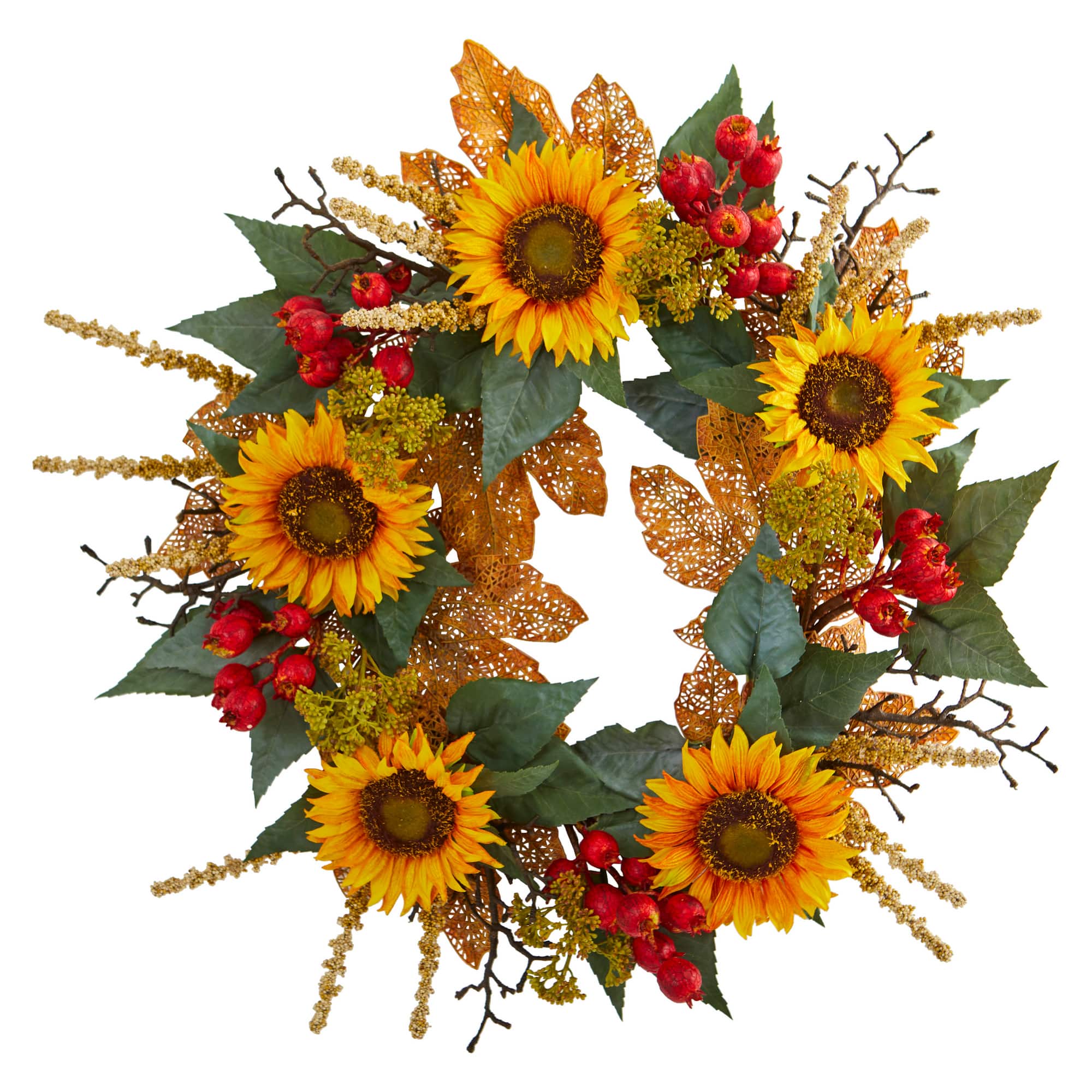 27&#x22; Sunflower &#x26; Berry Wreath