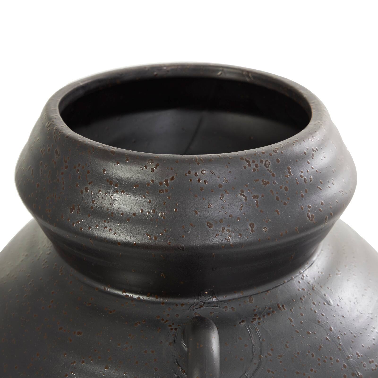 20" Black Ceramic Speckled Textured Amphora Vase