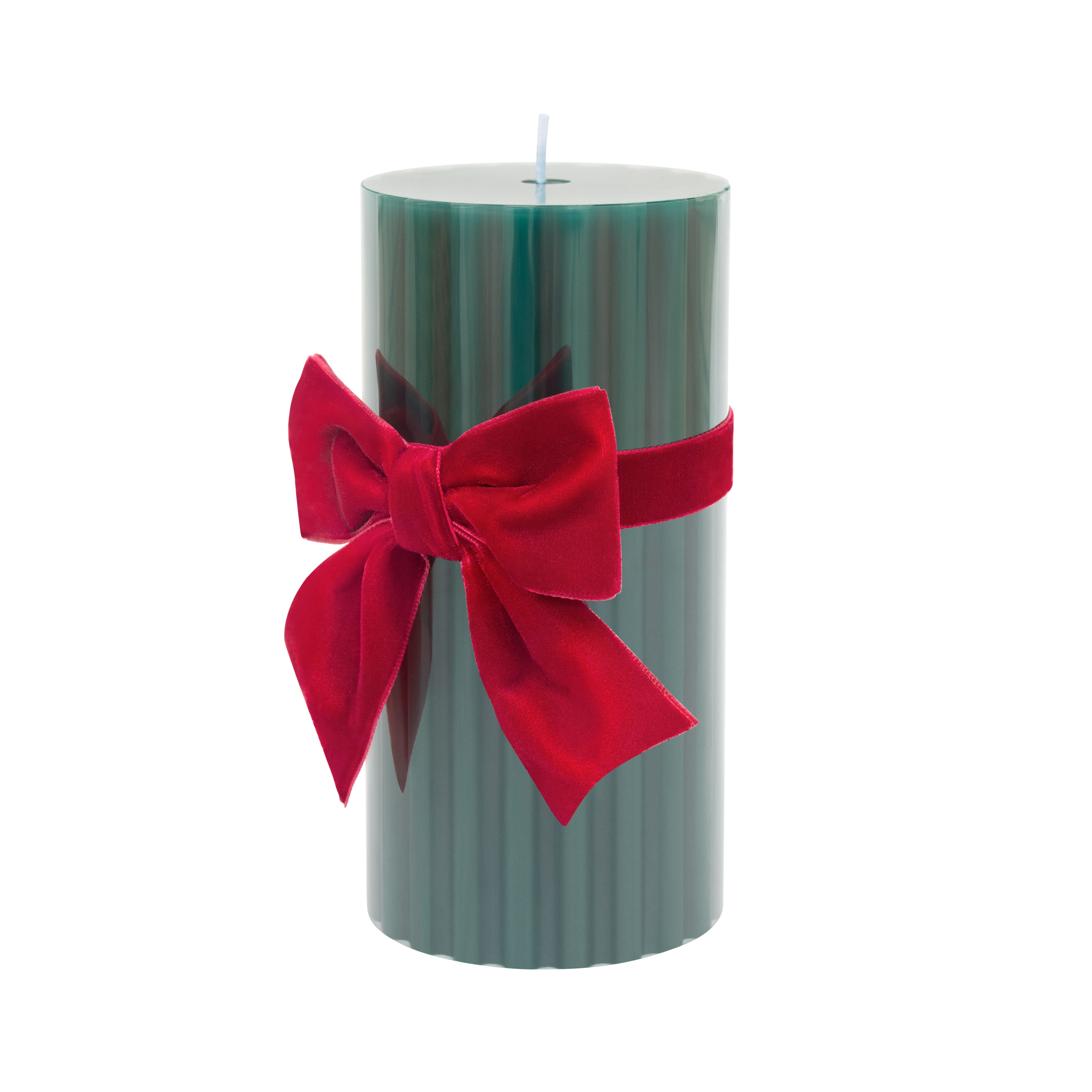 Green with Red Bow Balsam Forest Scented Pillar Candle by Ashland&#xAE;