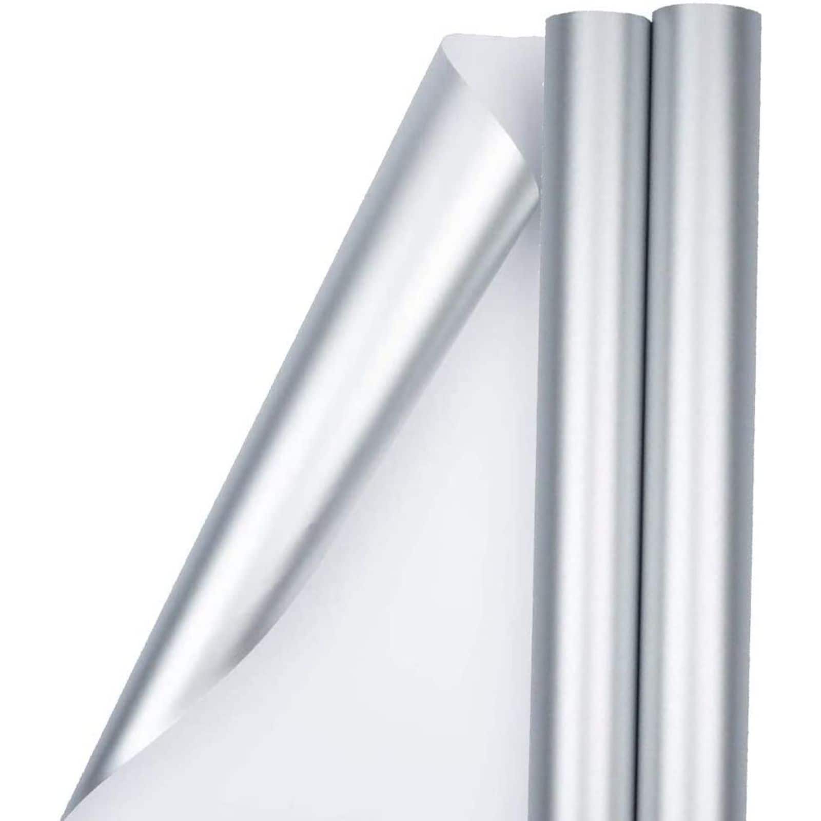 JAM Paper Silver Foil Christmas Wrapping Paper, 2ct.