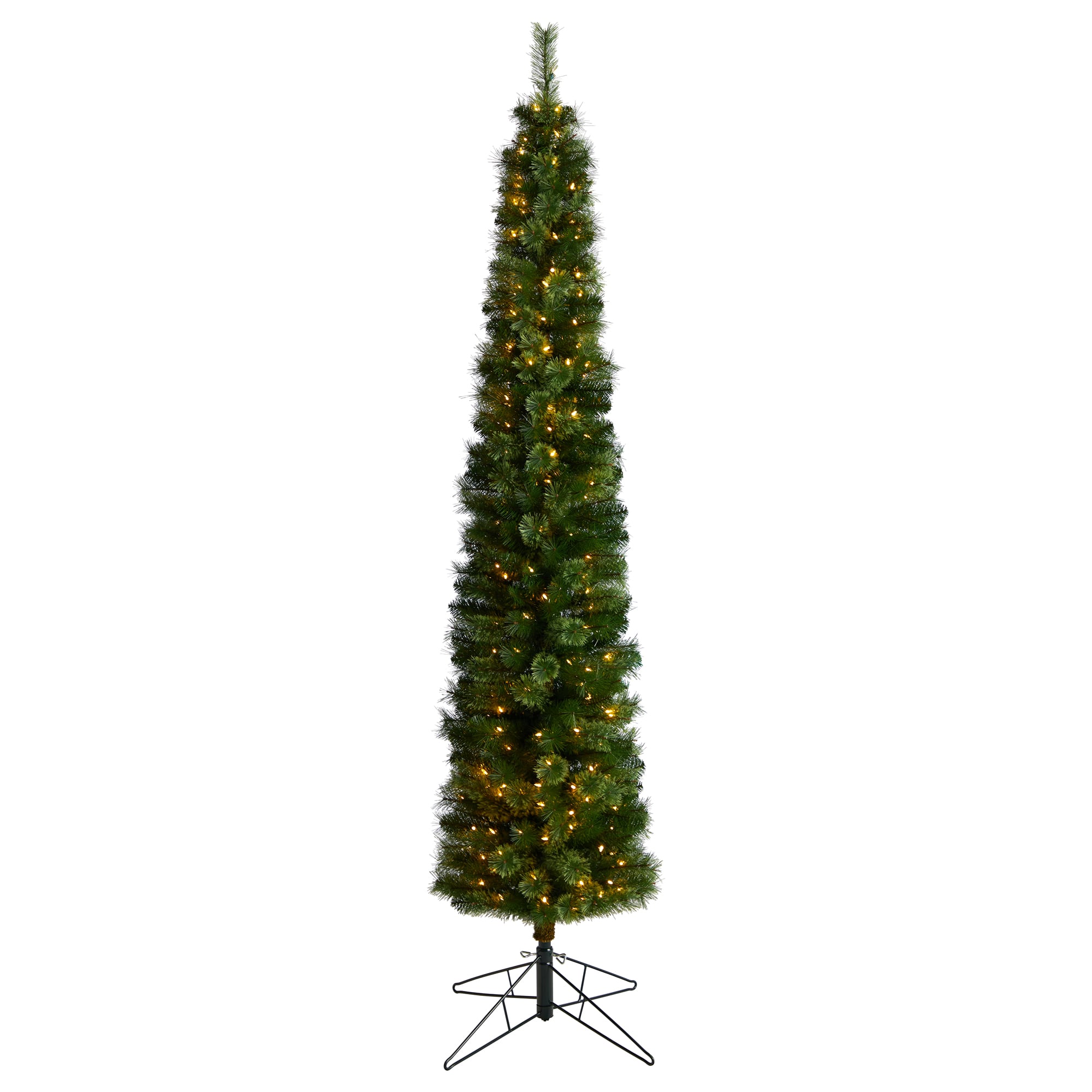 8ft. Pre-Lit Green Pine Artificial Christmas Tree, Clear LED Lights