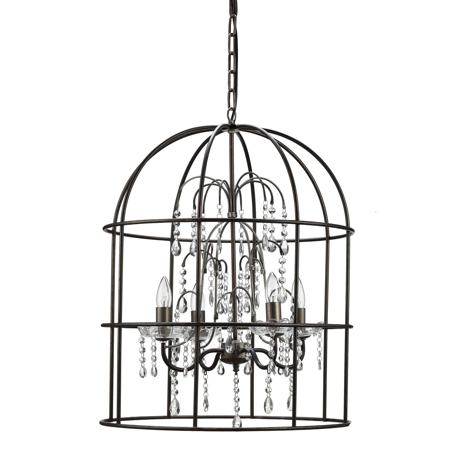 Hello Honey® 25" Metal Birdcage Chandelier with Lights & Glass Crystals