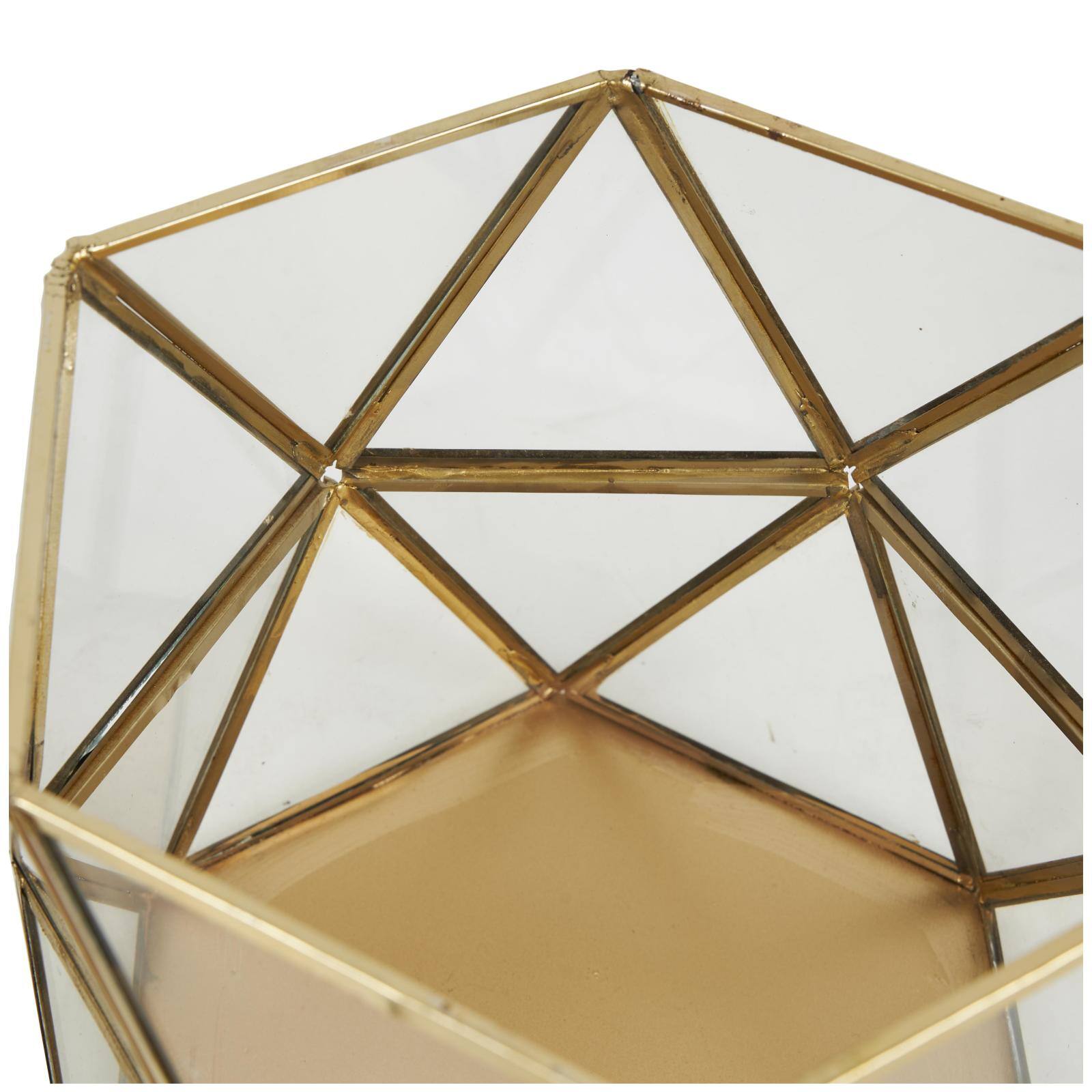 CosmoLiving by Cosmopolitan Gold Diamond Hexagon Metal Candle Lantern Set
