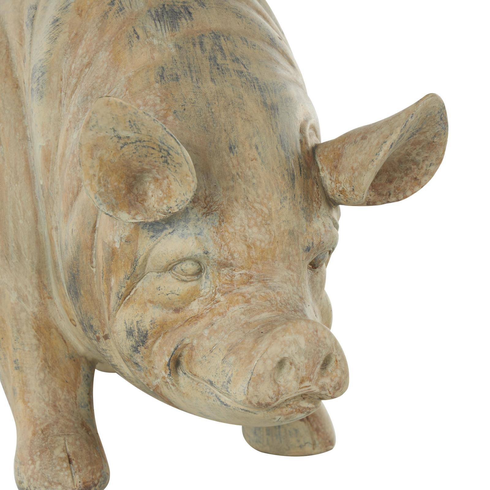 16&#x22; Distressed Light Brown Pig Planter