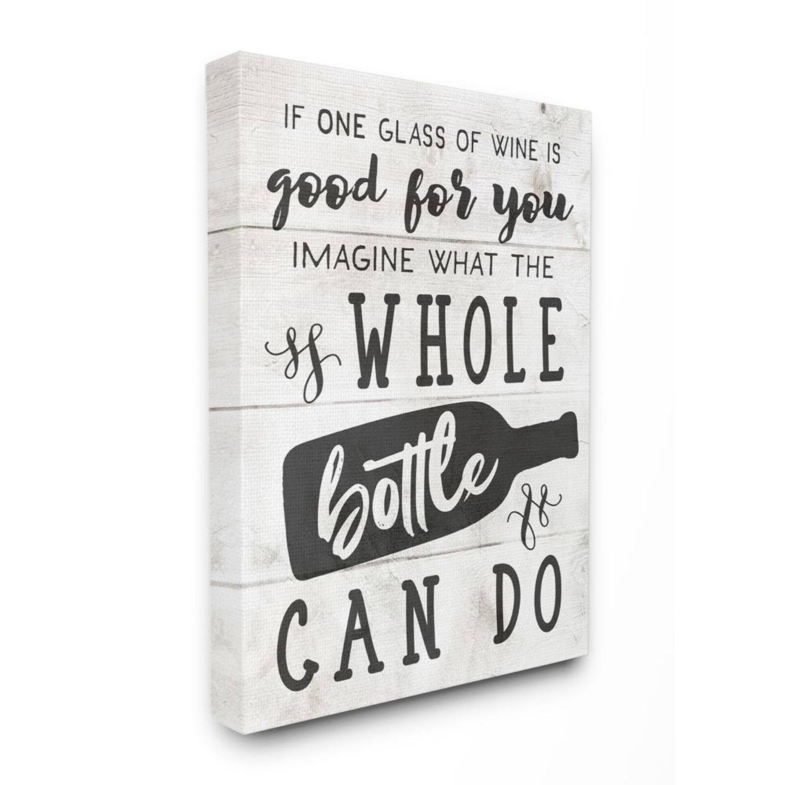 Stupell Industries Bottle of Wine Quote Canvas Wall Art