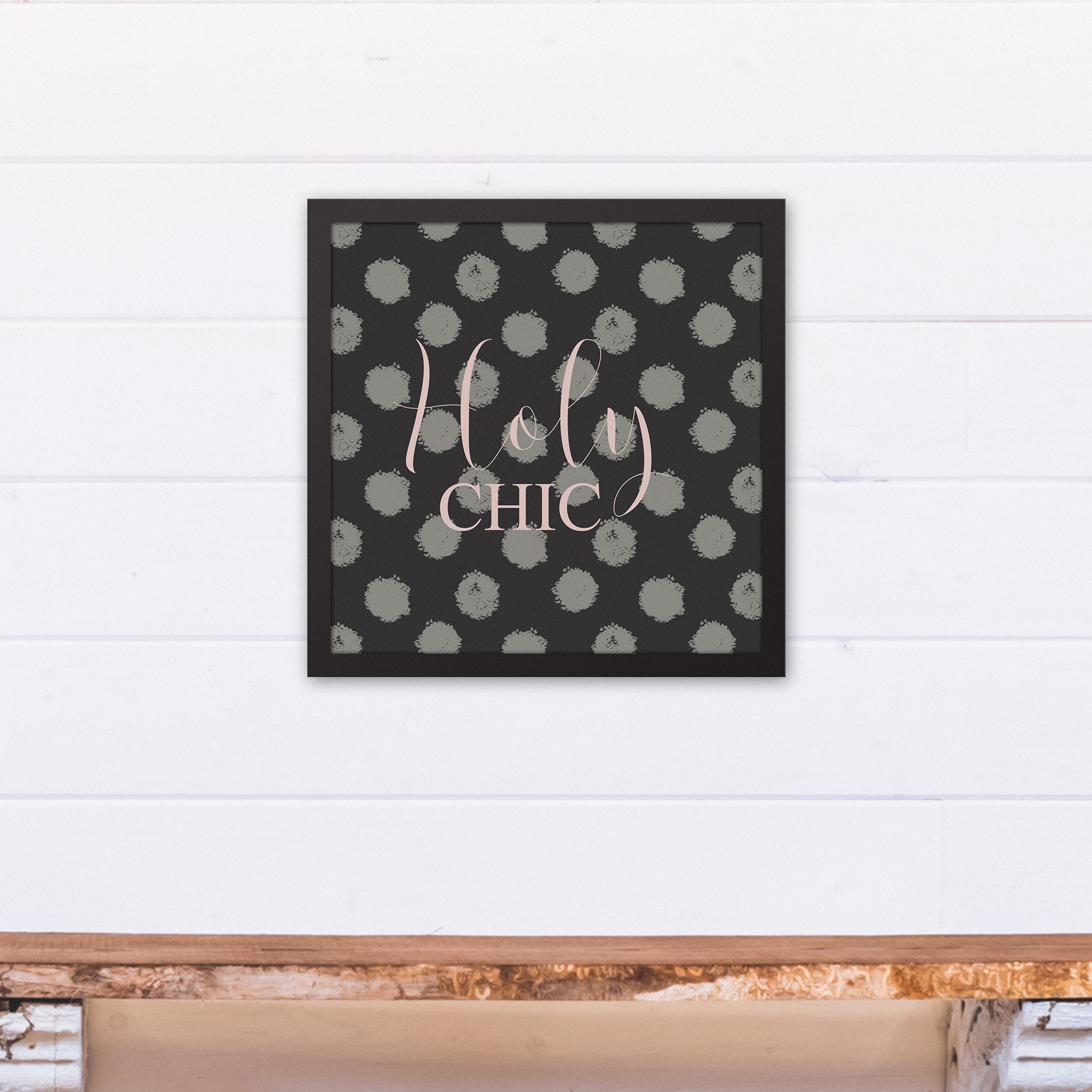 Holy Chic Polka Dots Black Framed Canvas