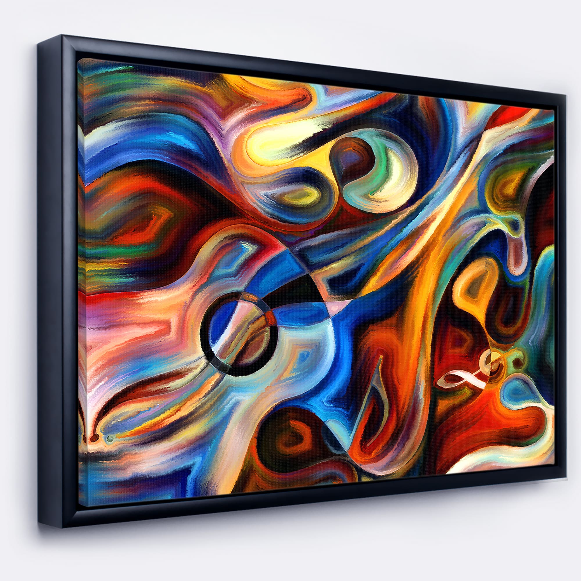 Designart - Abstract Music and Rhythm - Abstract Framed Canvas Art Print