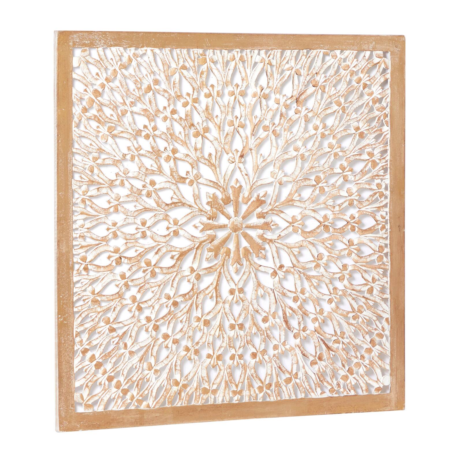 36&#x22; Tan Traditional Ornamental Wood Wall D&#xE9;cor