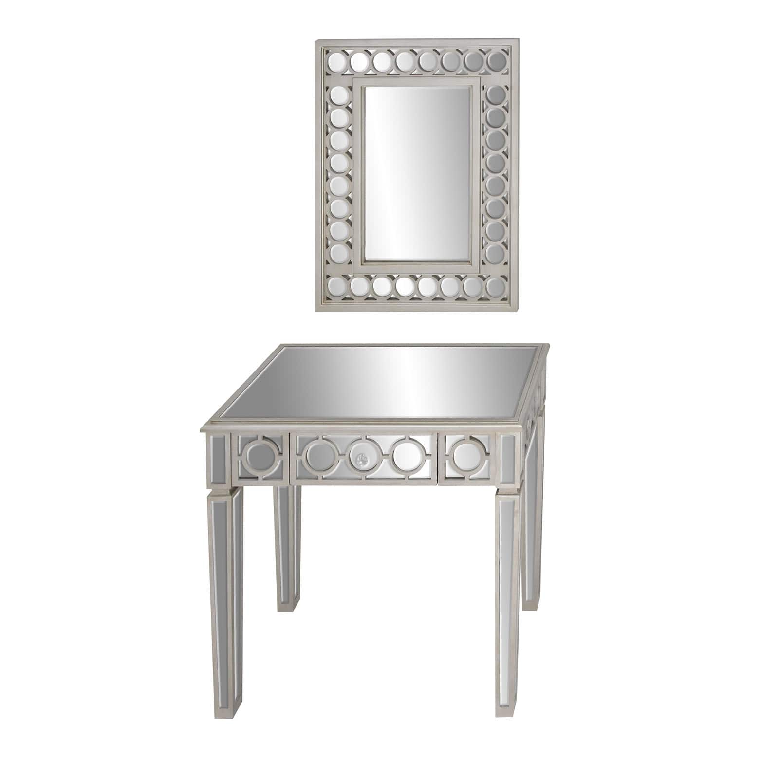 Set of 2 Grey Wood Glam Console Table, 31" x 31"