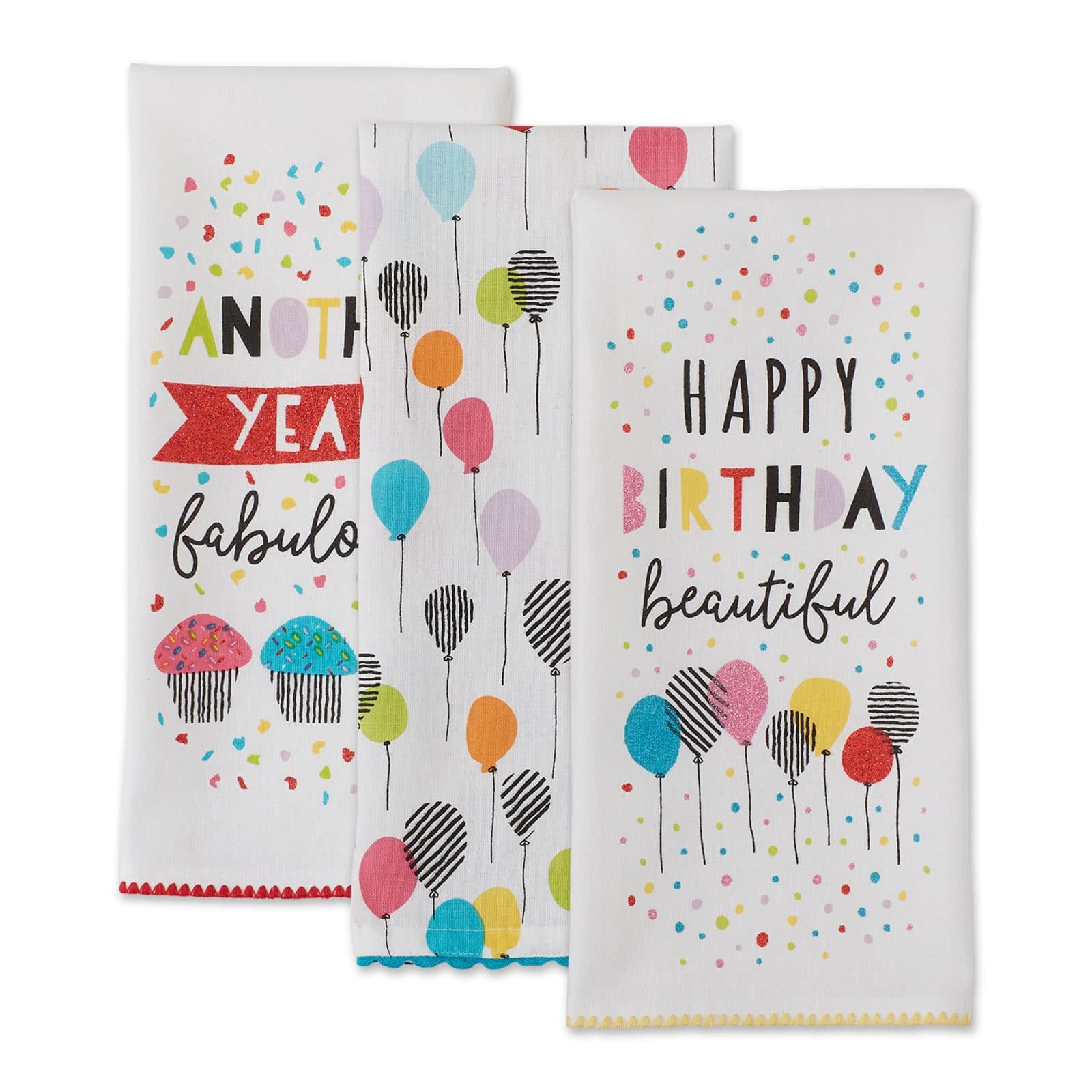 DII® Happy Birthday Embellished Dishtowel Set