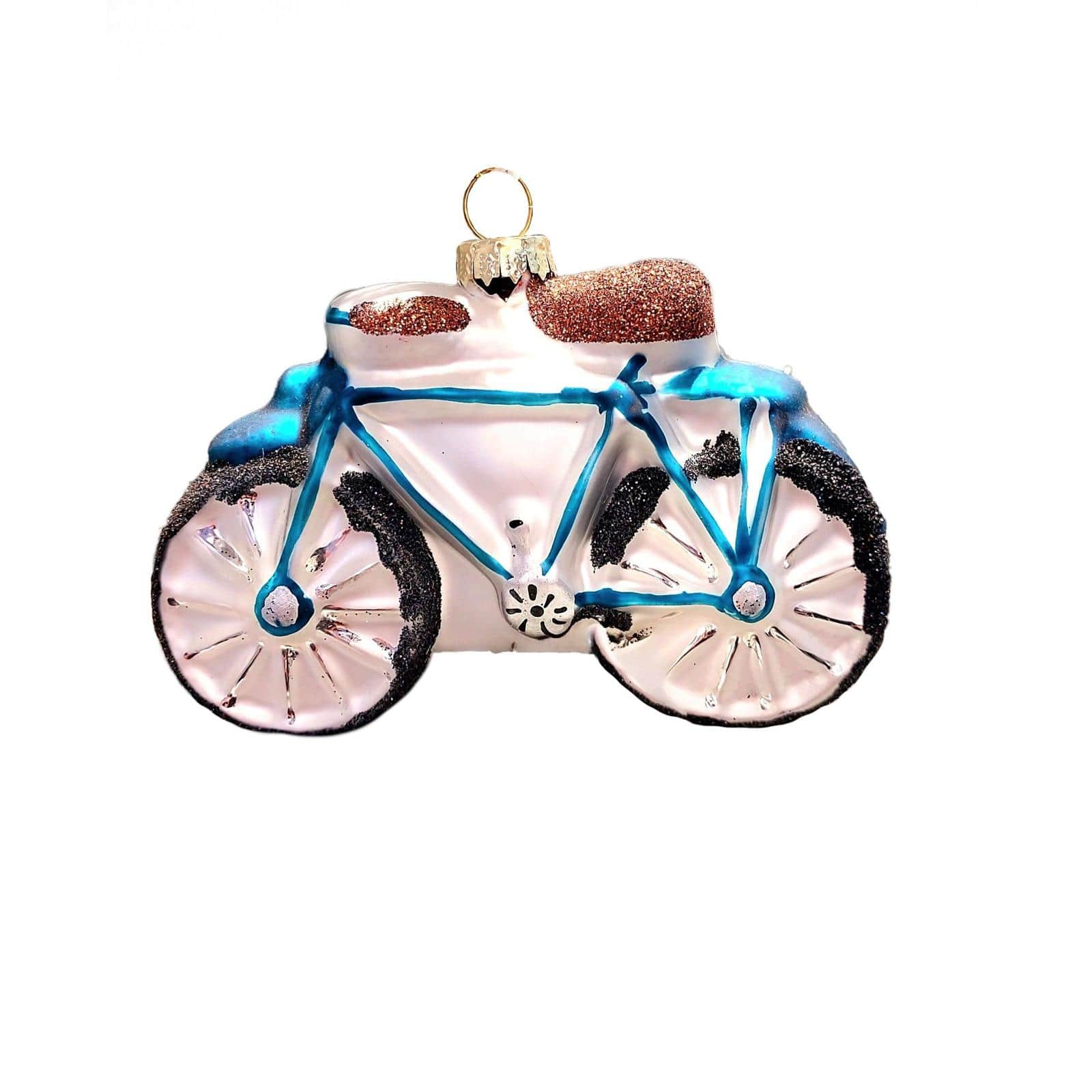 Wizardi 12" Glass Blue Bicycle Christmas Ornament