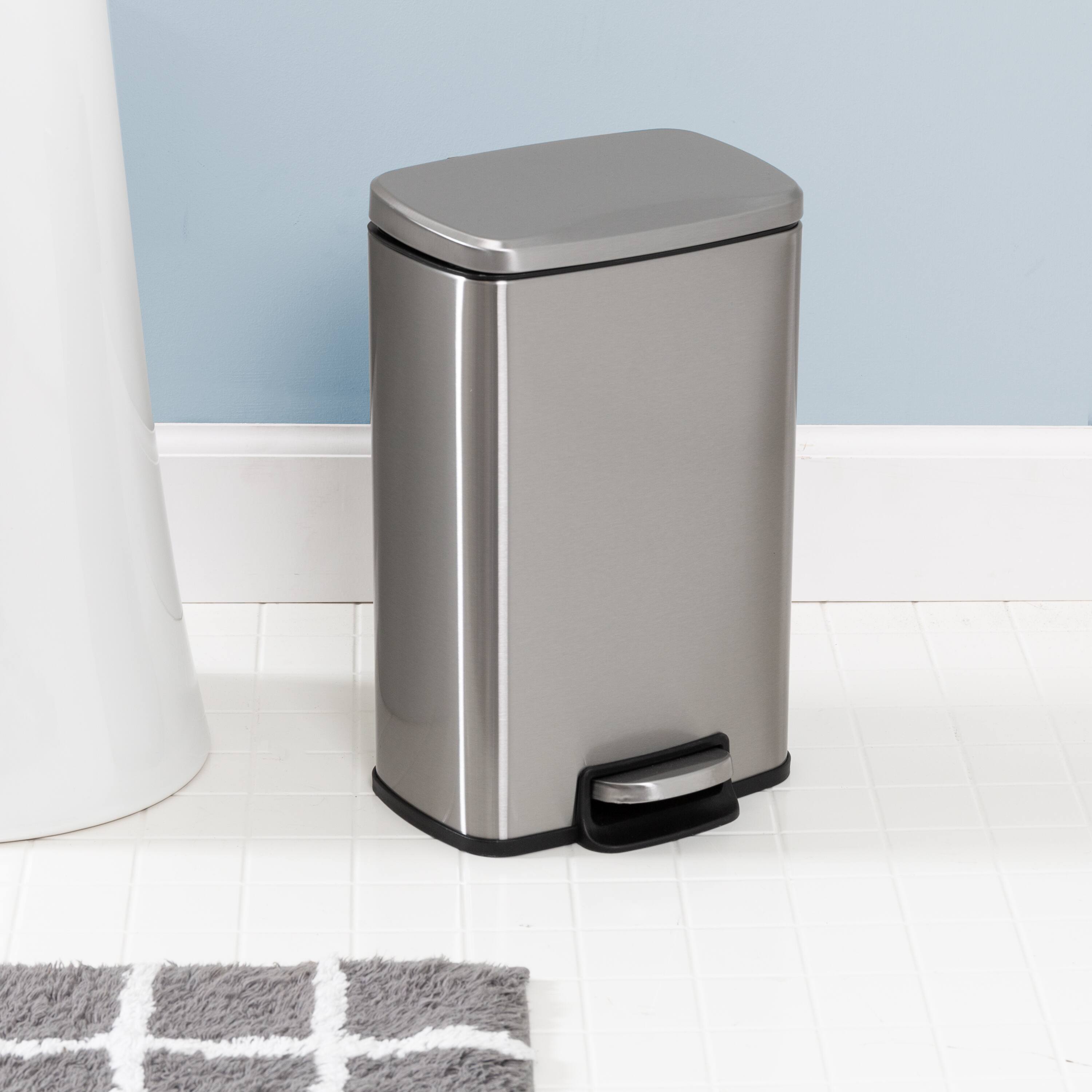 Honey Can Do Stainless Steel Step Trash Cans with Lid Set