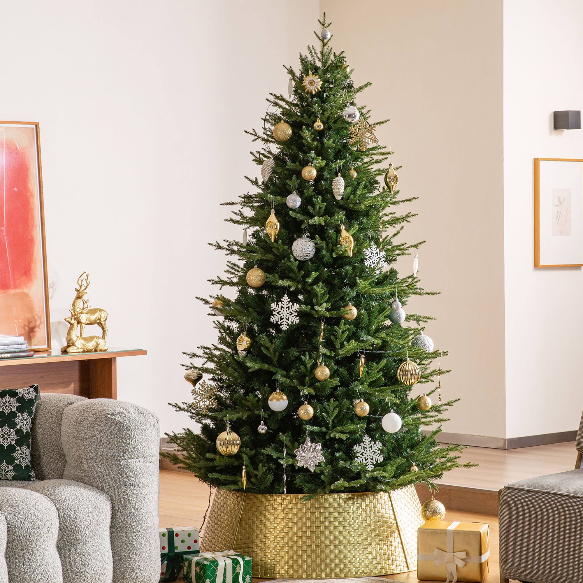 Glitzhome® 3ft. Gold Weave Metal Tree Collar