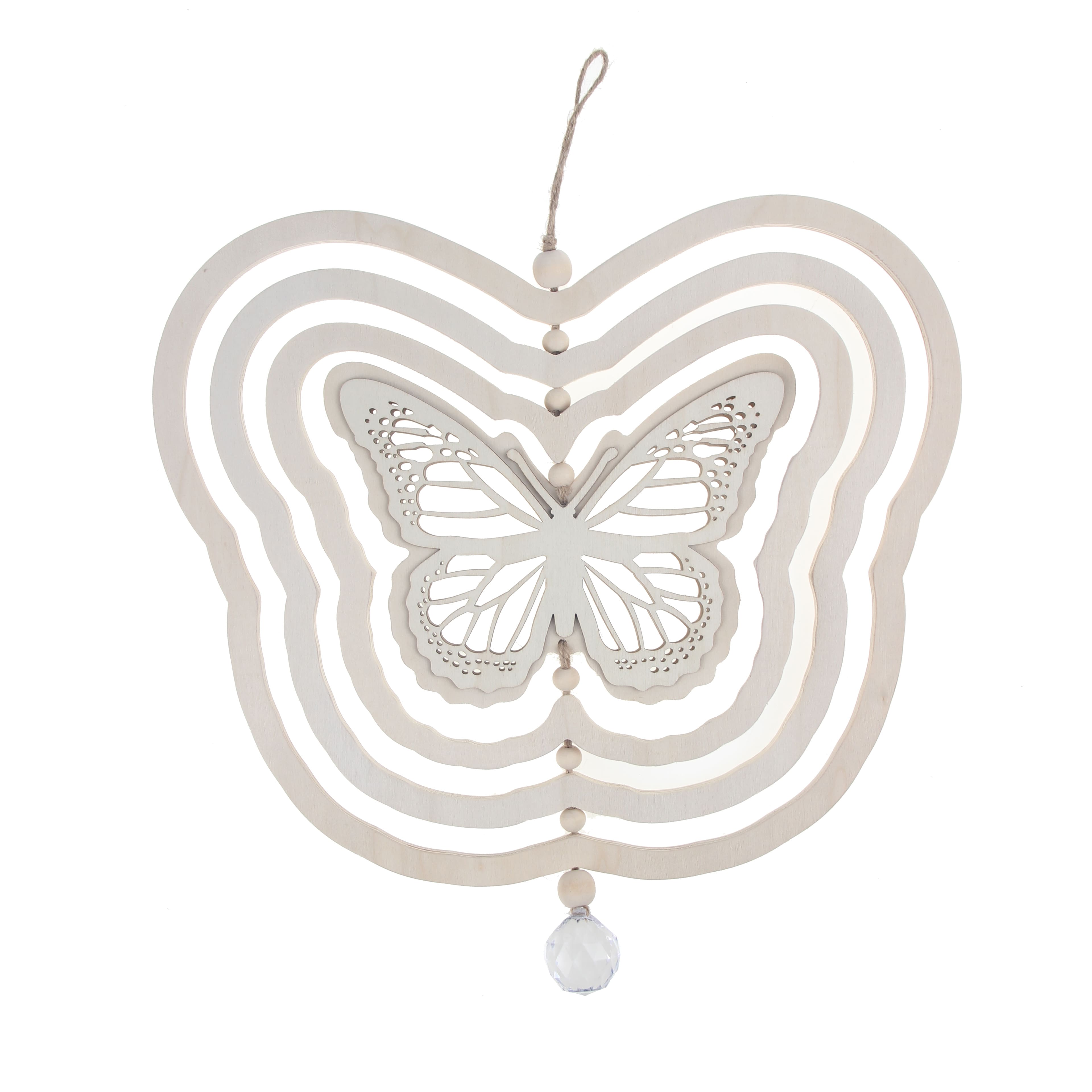 14.25&#x22; Butterfly Wind Spinner DIY Wood D&#xE9;cor by Make Market&#xAE;
