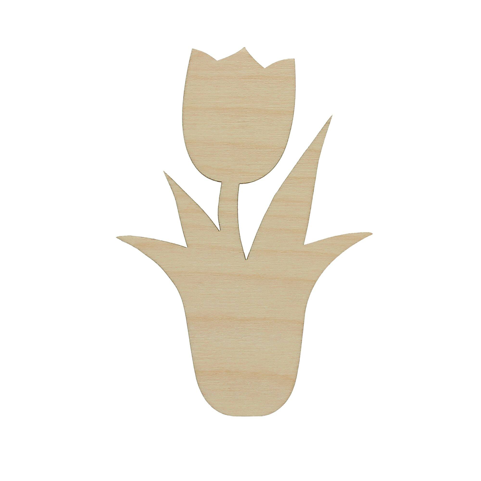 Essentials by Leisure Arts 24 Pack 2.5&#x22; x 3.63&#x22; Tulip Flat Wood Shape