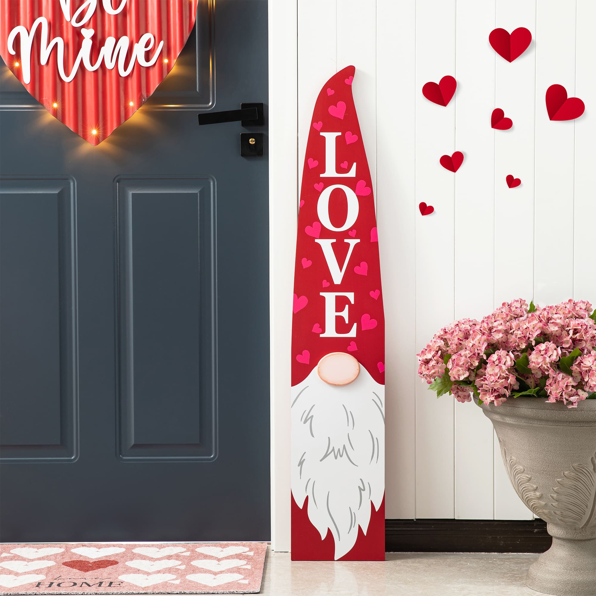 Glitzhome&#xAE; 42&#x22; Valentine&#x27;s Wooden Gnome Porch Decor