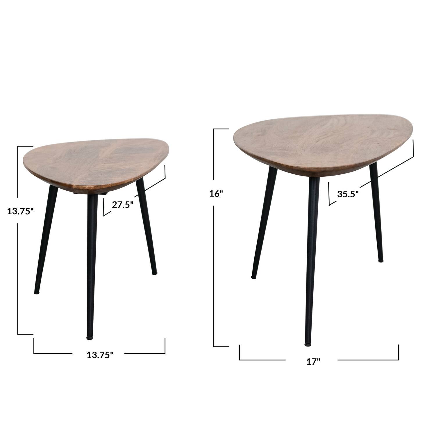 Hello Honey® Mid-Century Modern Wood & Metal Organic Shaped Nesting Table Set