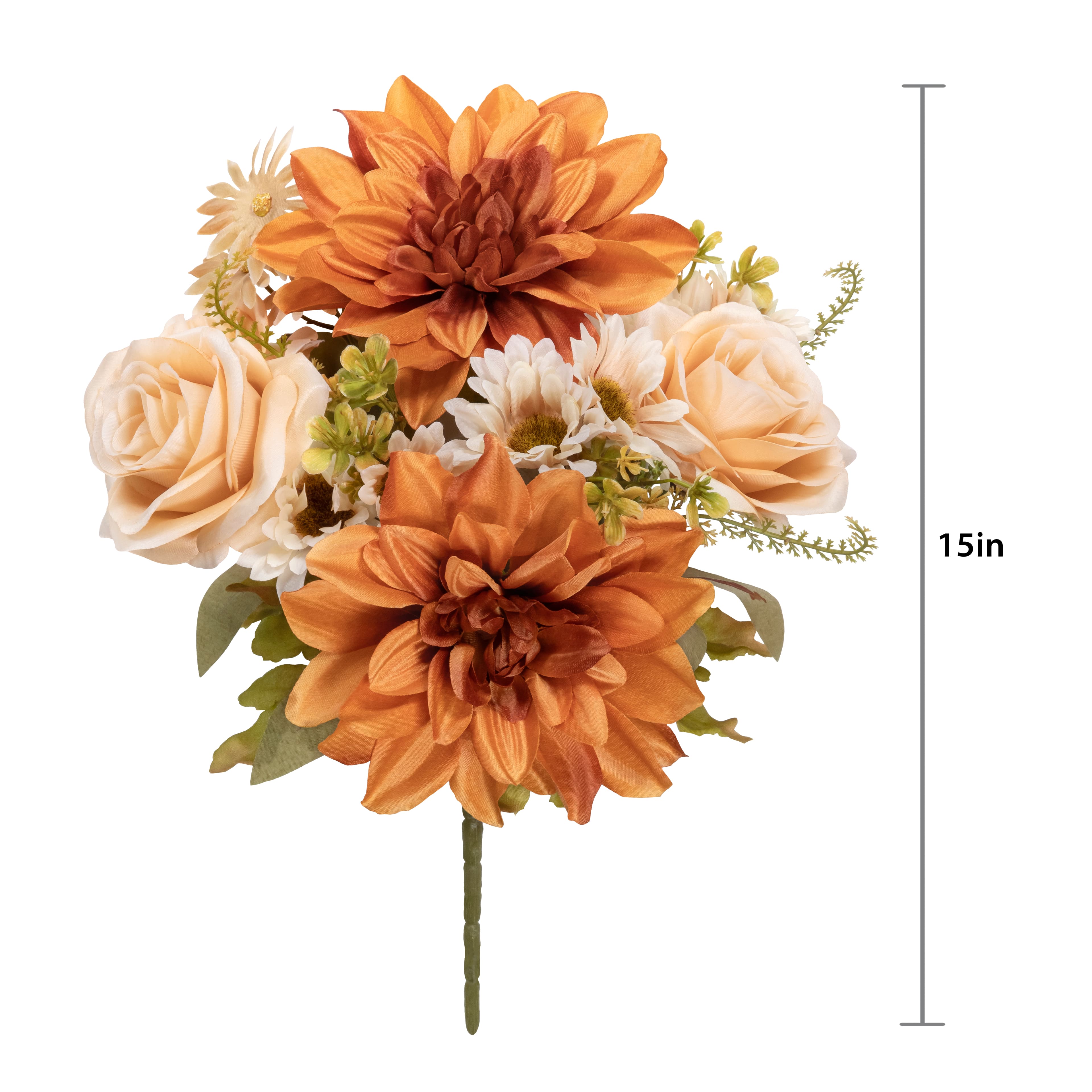 15&#x22; Toast Brown &#x26; Cream White Dahlia &#x26; Rose Mixed Bush by Ashland&#xAE;