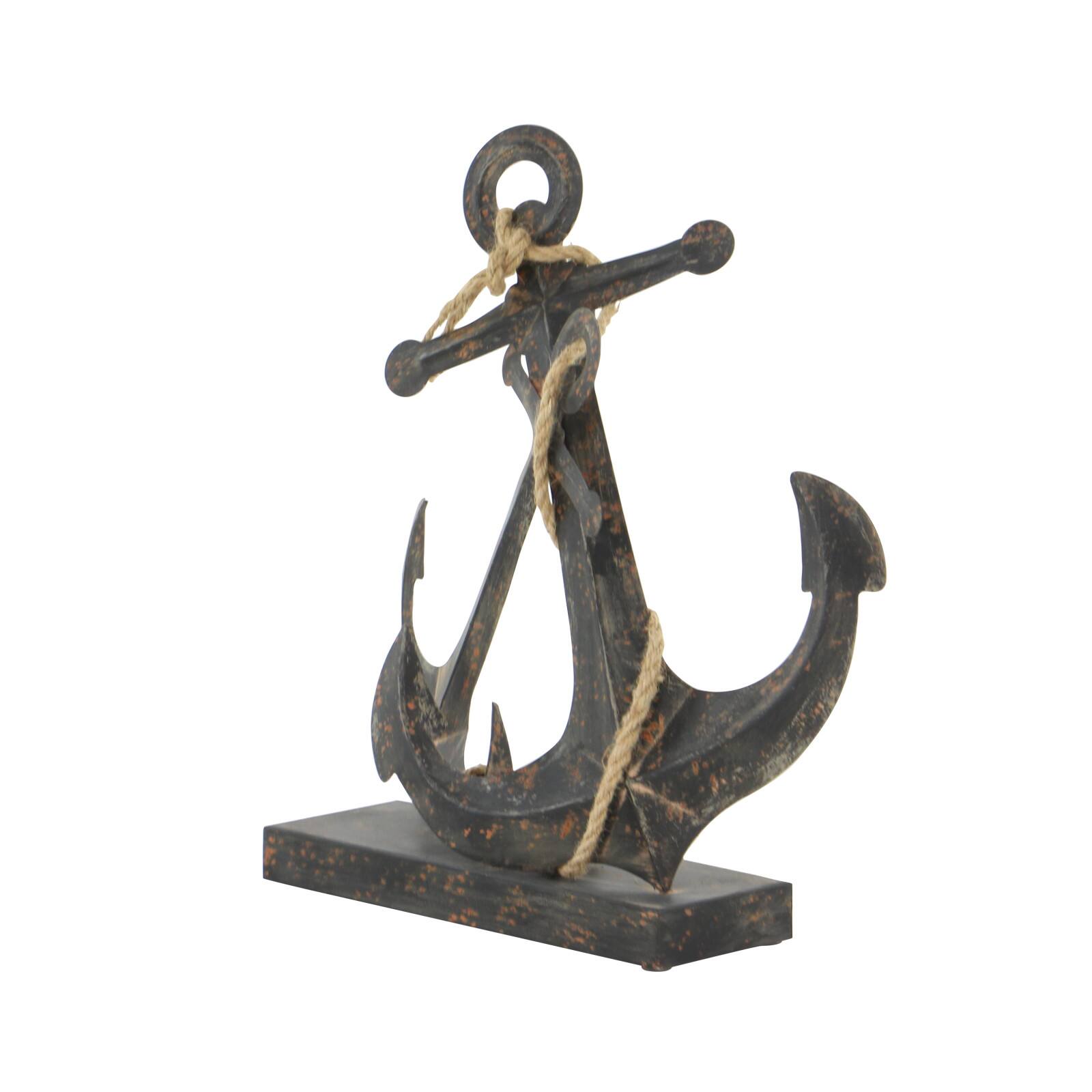 16" Black Metal Anchor Sculpture