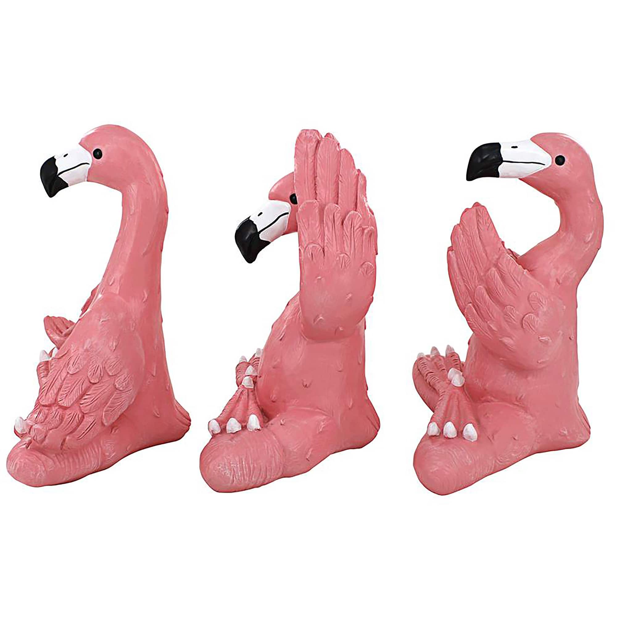Design Toscano 13.5&#x22; Large The Zen of Pink Flamingos Yoga Garden Statues Set