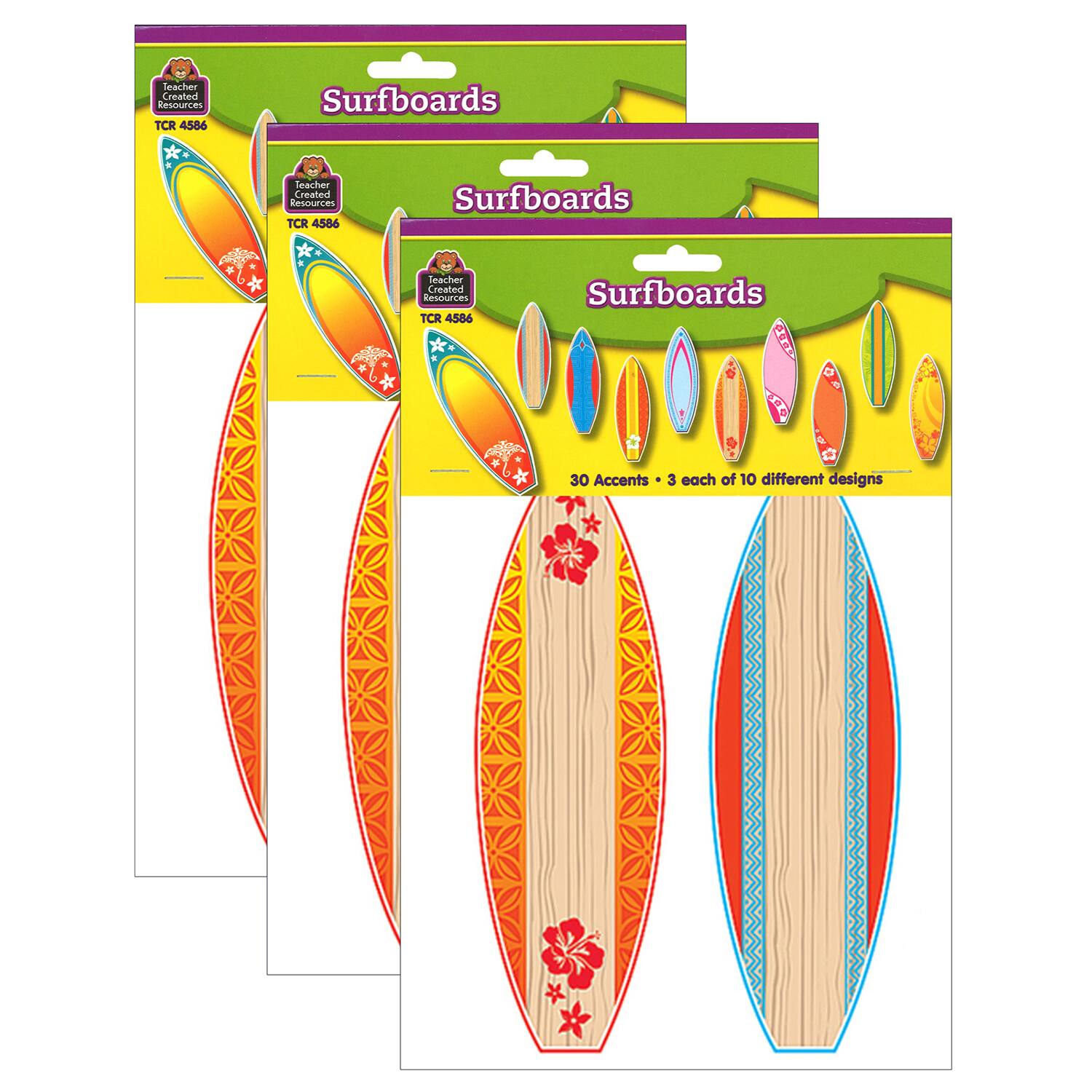 Teacher Created Resources® Surfboards Accents, 3 Packs of 30
