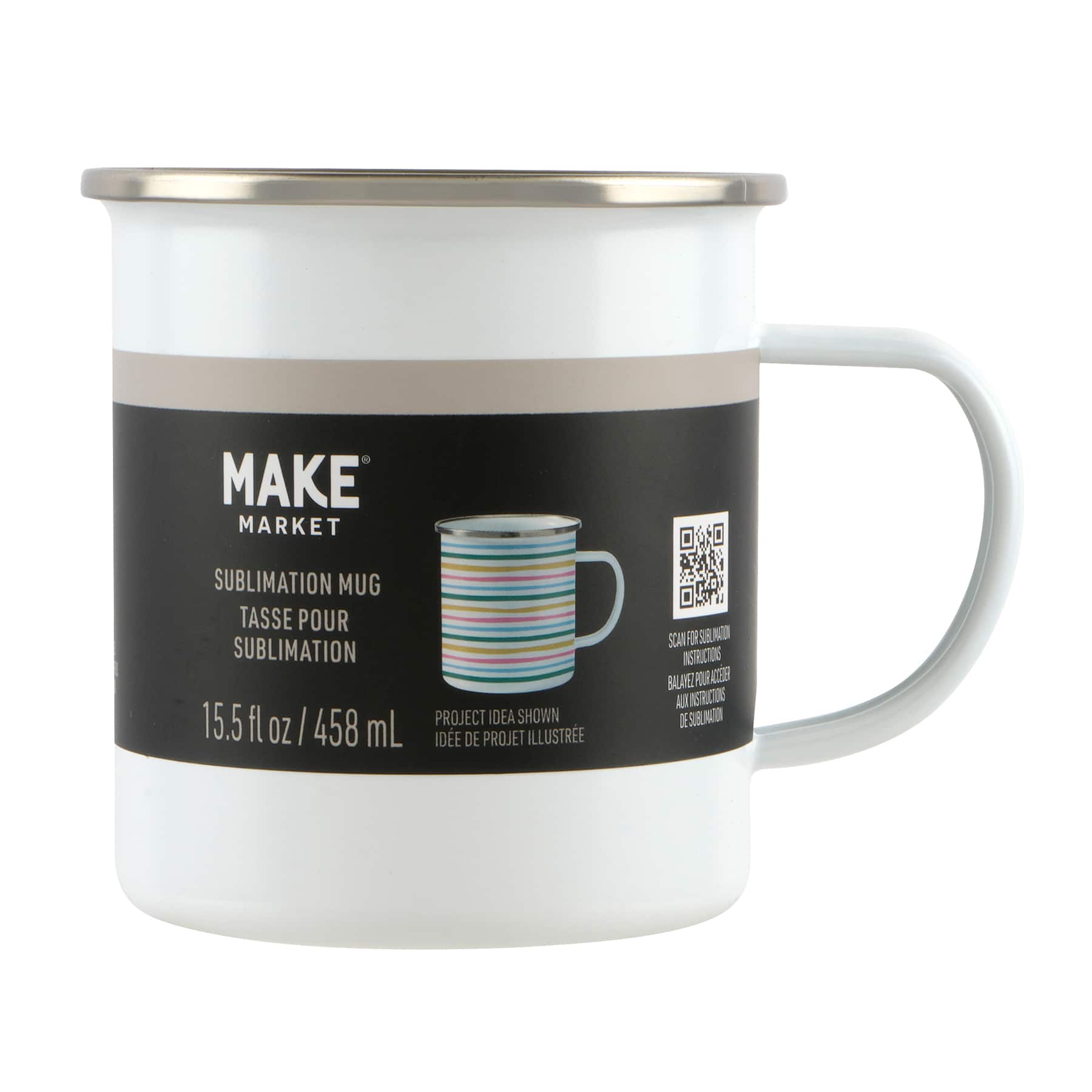 15.5oz. White Metal Sublimation Camping Mug by Make Market&#xAE;